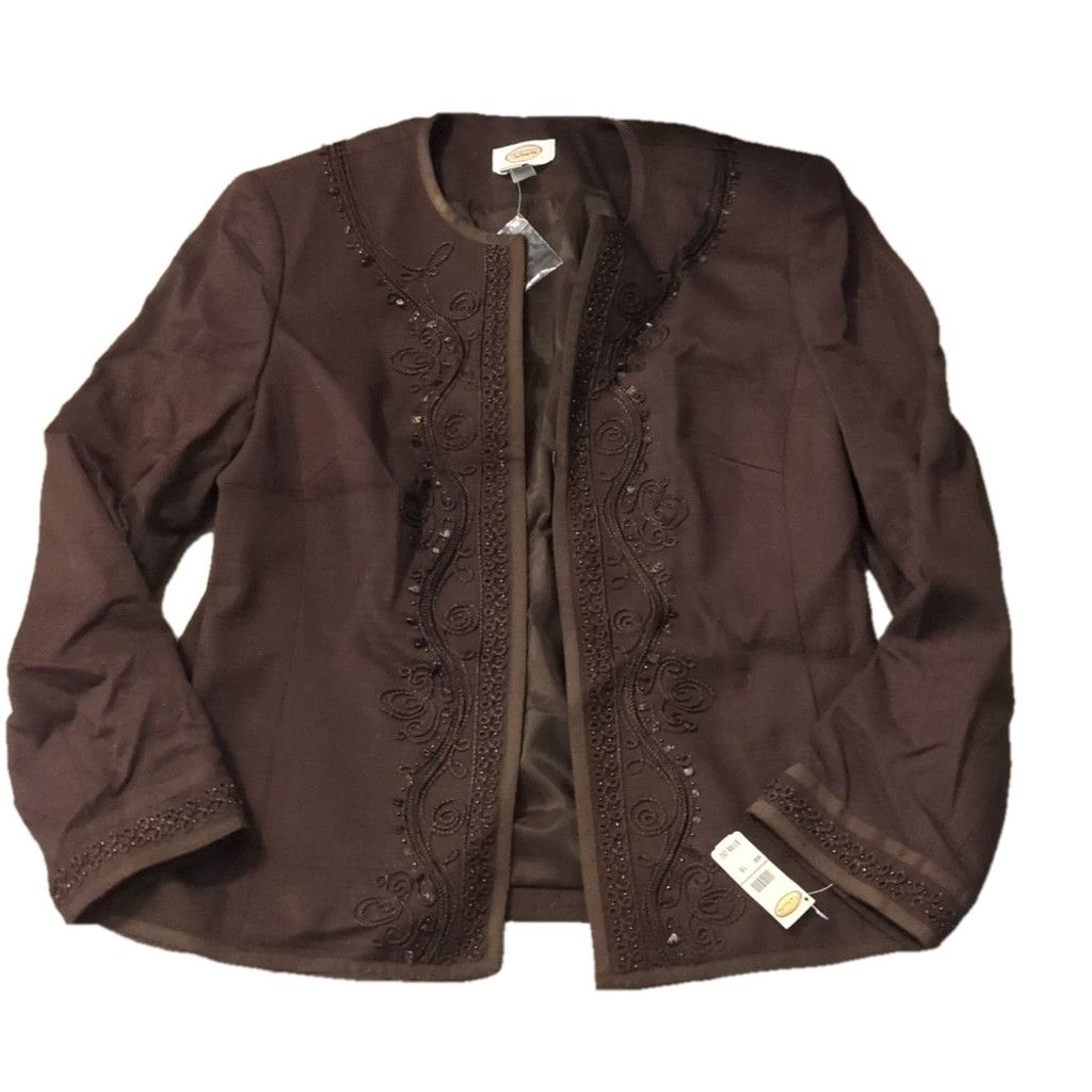 Talbots Talbot's brown beaded jacket size 16 Size XXL / US 16-18 / IT 52-54 - 1 Thumbnail