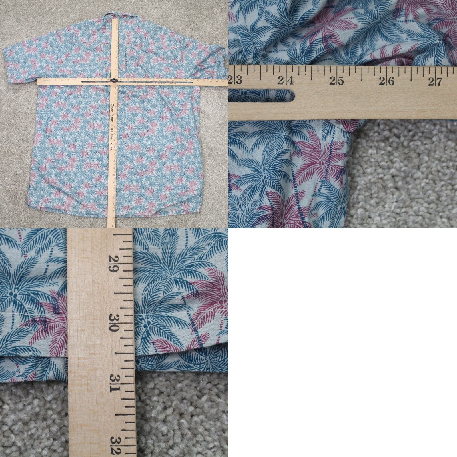 Vintage Cooke Street Hawaiian Shirt Mens XL Pink/Blue Cotton Palm Tree Print S/S Button Up Shirt Size US XL / EU 56 / 4 - 8 Thumbnail