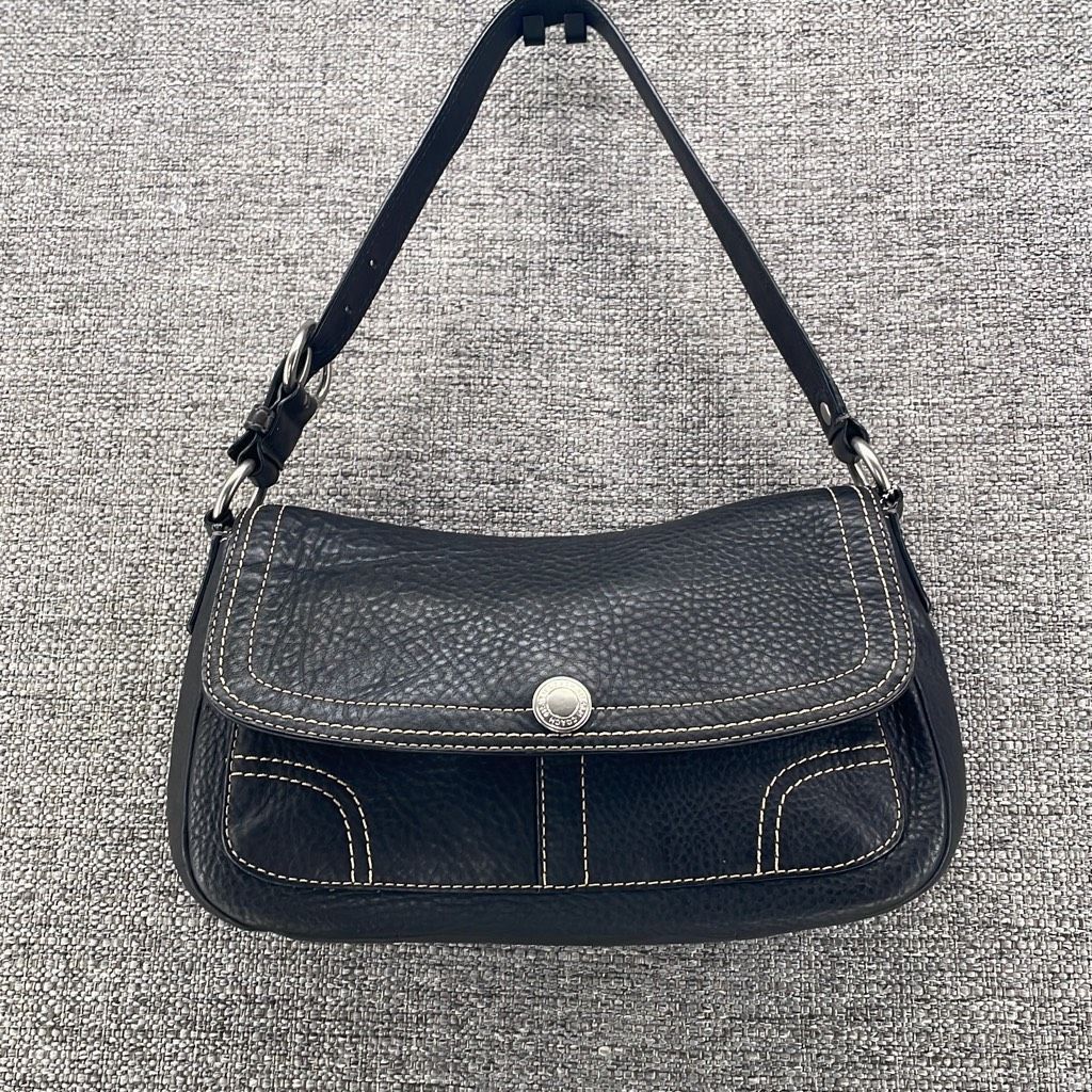 image of Coach Shoulder Bag Medium Black Chelsea Leather Flap Pebble Leather Bag Y2K Coa, Women's