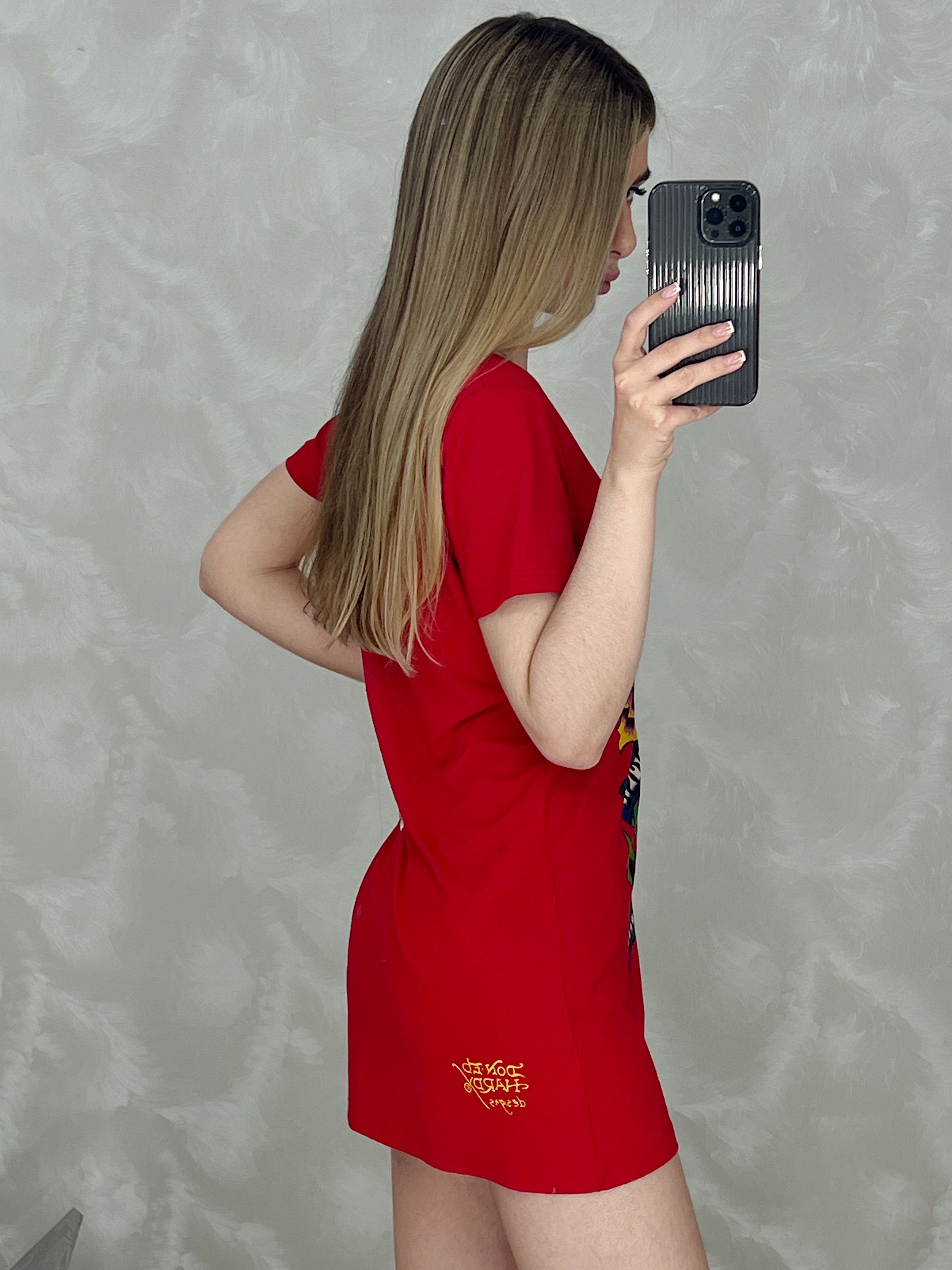 Christian Audigier × Ed Hardy Ed Hardy Mini Dress Tunica Golden Rose of Love Size M / US 6-8 / IT 42-44 - 19 Thumbnail