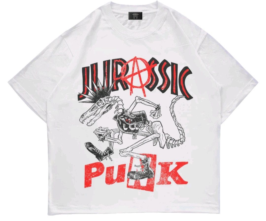 image of Jurassic Park Parody Jurassic Punk in White, Men's (Size 2XL)