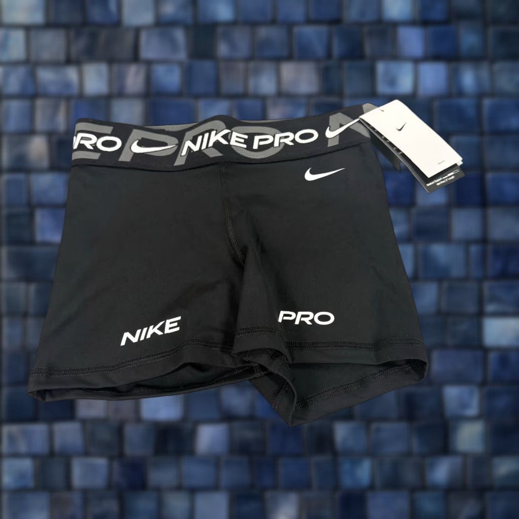 Vintage Nike Pro Dri-Fit Biker Shorts Women Xs Mid-Rise 3" Black White Tight Fv7838-010 (Size 26)