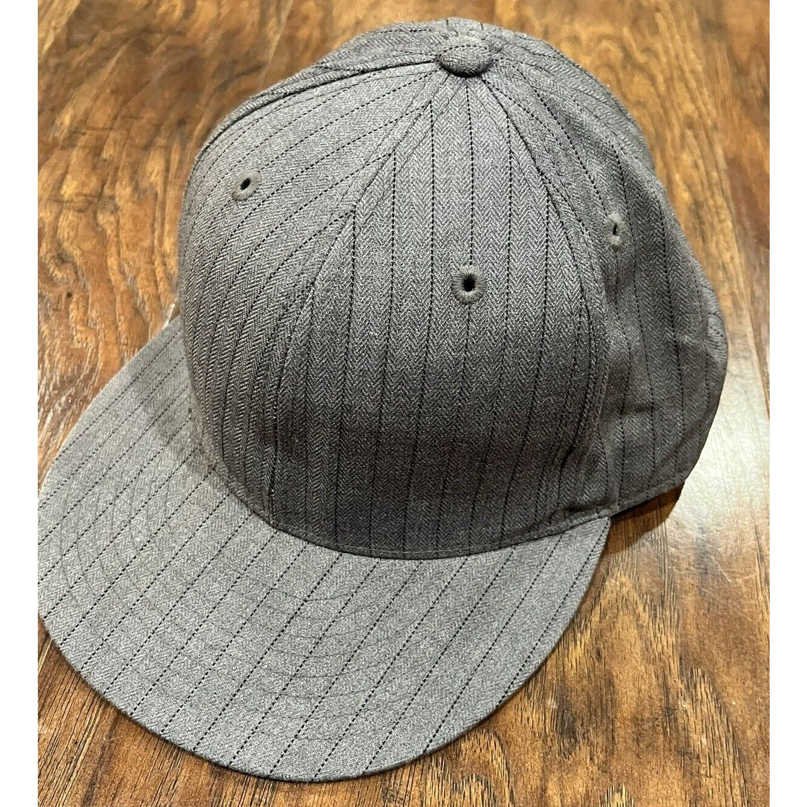 Lids Gray Black Pinstripe Lids Ball Cap Hat Fitted 7 5/8 Classic Size ONE SIZE - 2 Thumbnail