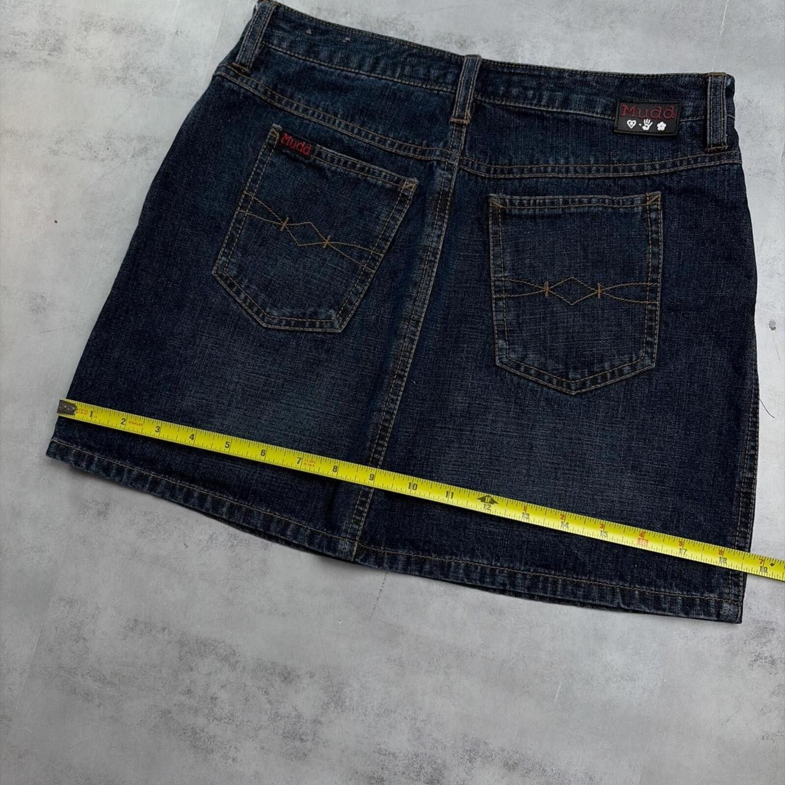 Other Y2K Dark Wash Mudd Grunge Gothic Mini Denim Skirt Size 28" / US 6 / IT 42 - 8 Thumbnail