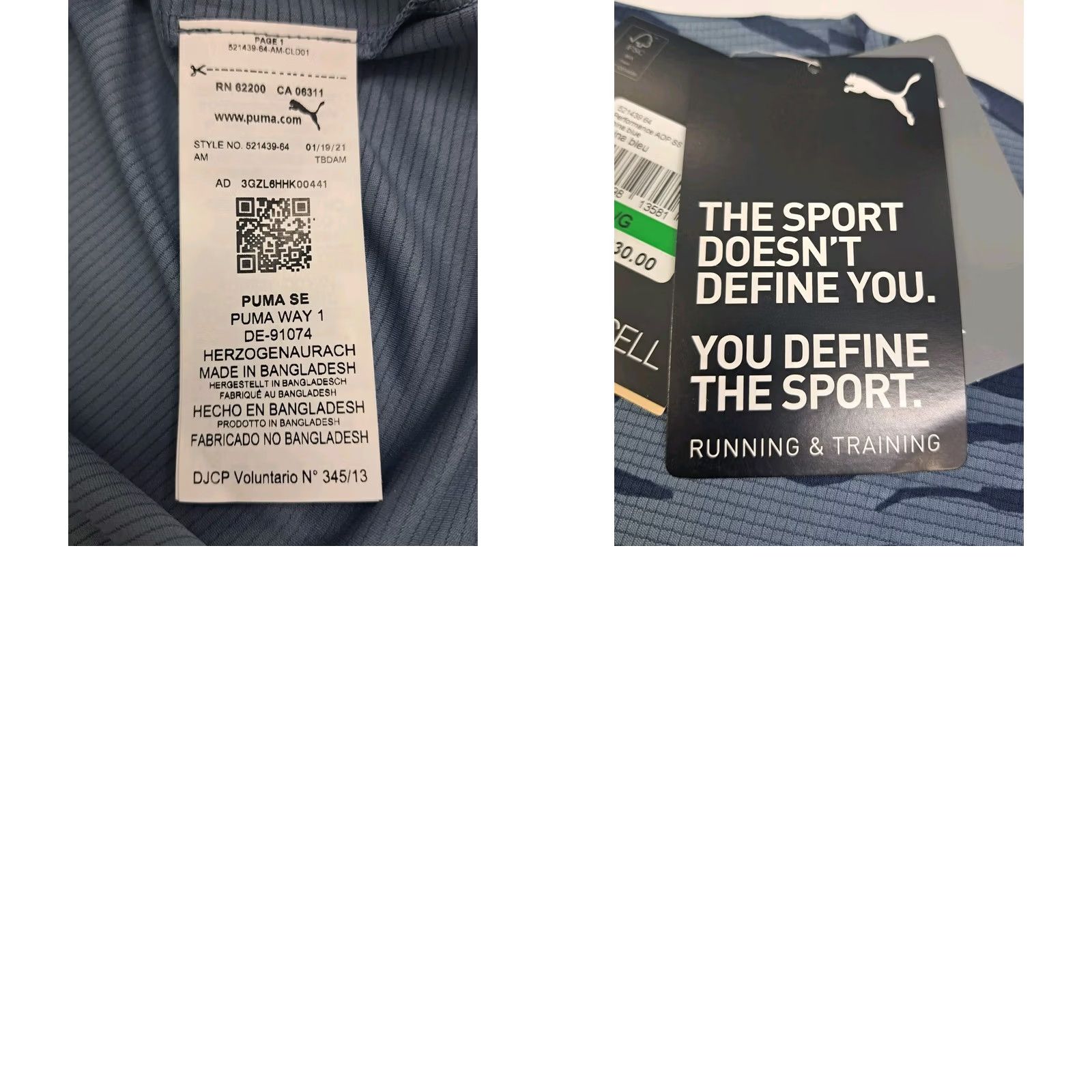 Puma PUMA Training Women's Dry Cell Cropped Short Sleeve Shirt Blue Black Striped Logo NWT Size L / US 10 / IT 46 - 8 Thumbnail