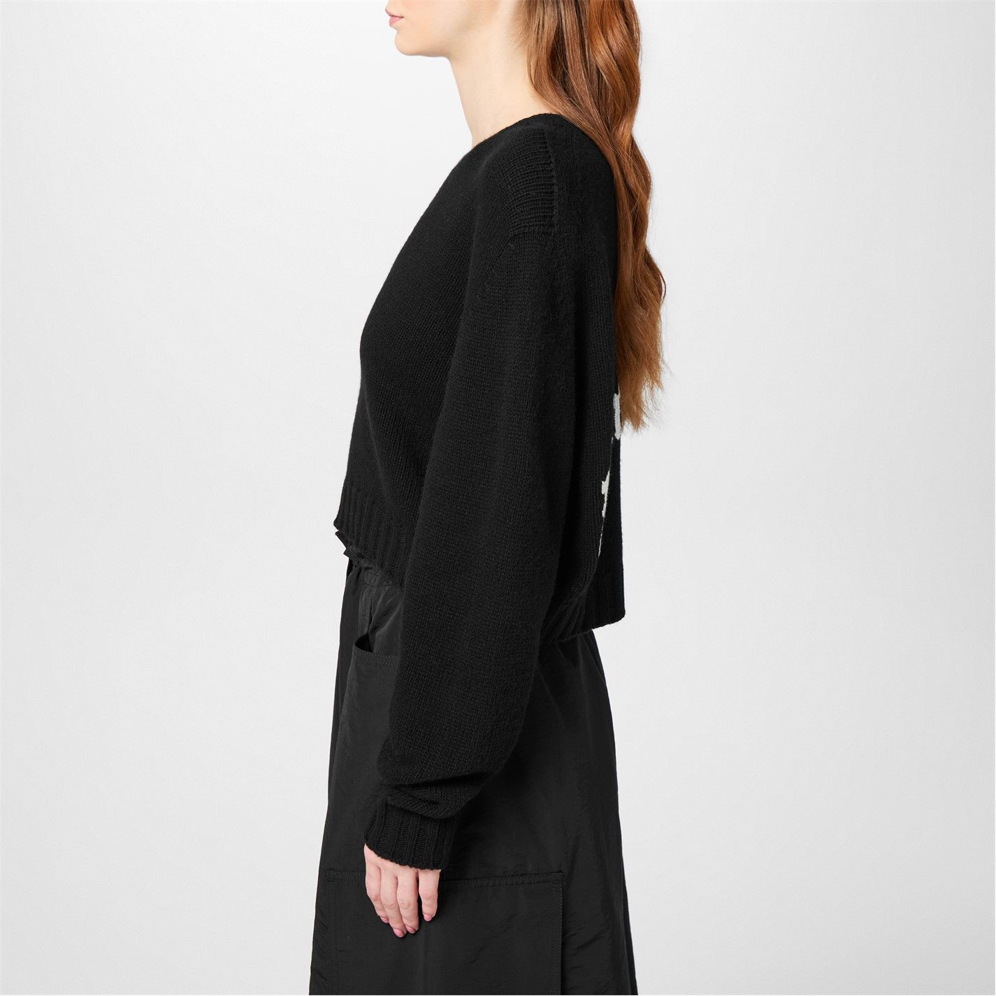 Palm Angels o1g2r1mq0425 Curved Logo Cropped Sweater in Black Size L / US 10 / IT 46 - 4 Thumbnail