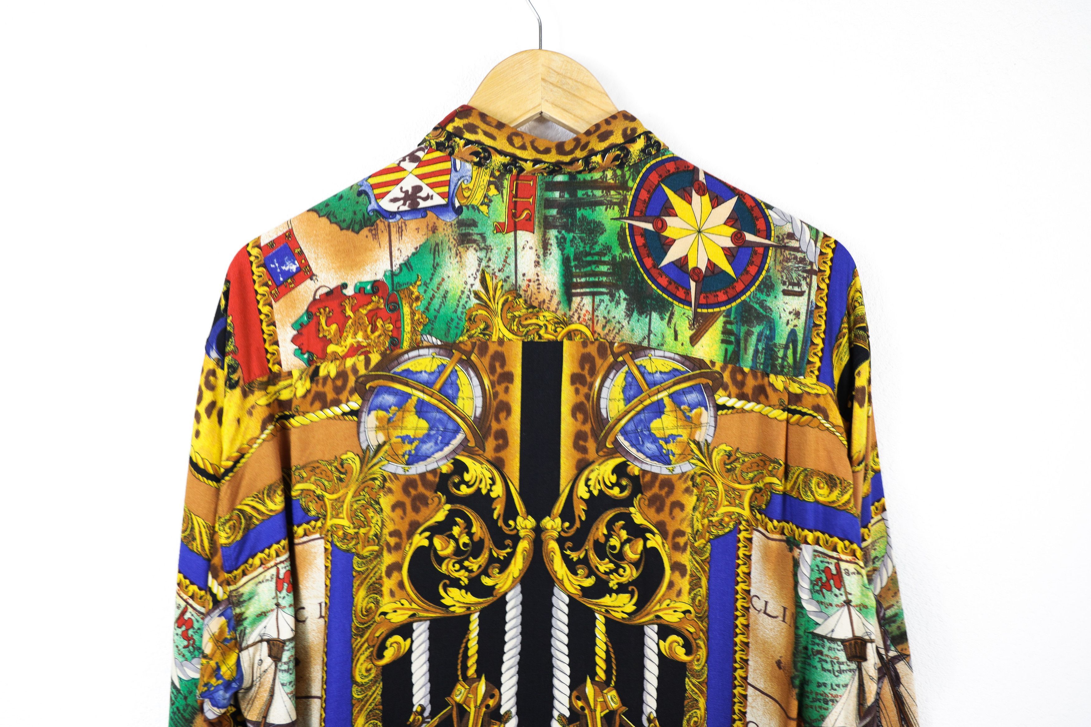 Designer Vintage Britain Baroque Printed Viscose Shirt Size US M / EU 48-50 / 2 - 7 Thumbnail
