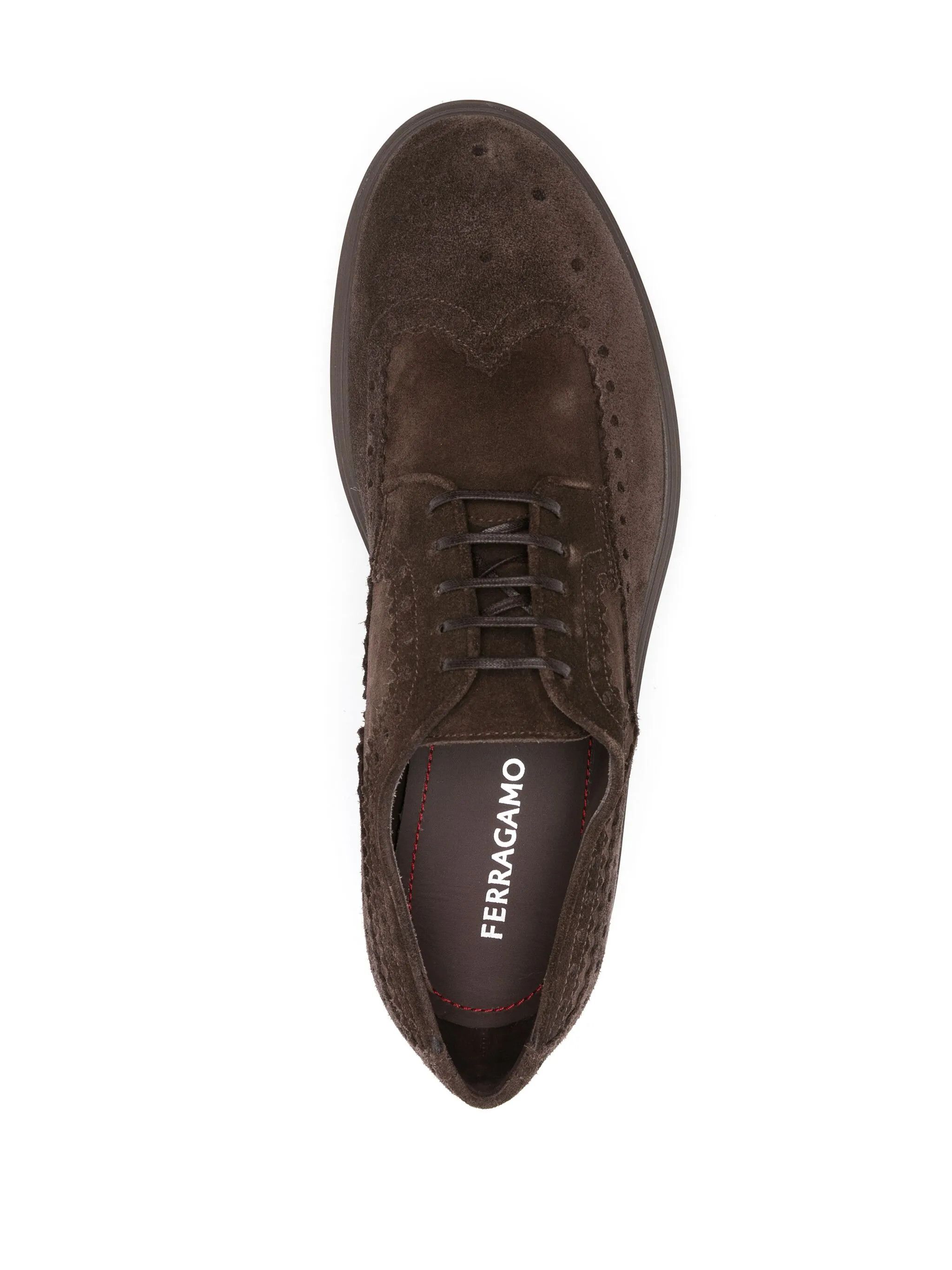 Salvatore Ferragamo o1s1rm0126 Perforated Detailing Derby Shoes in Coffee Brown Size US 11 / EU 44 - 4 Thumbnail