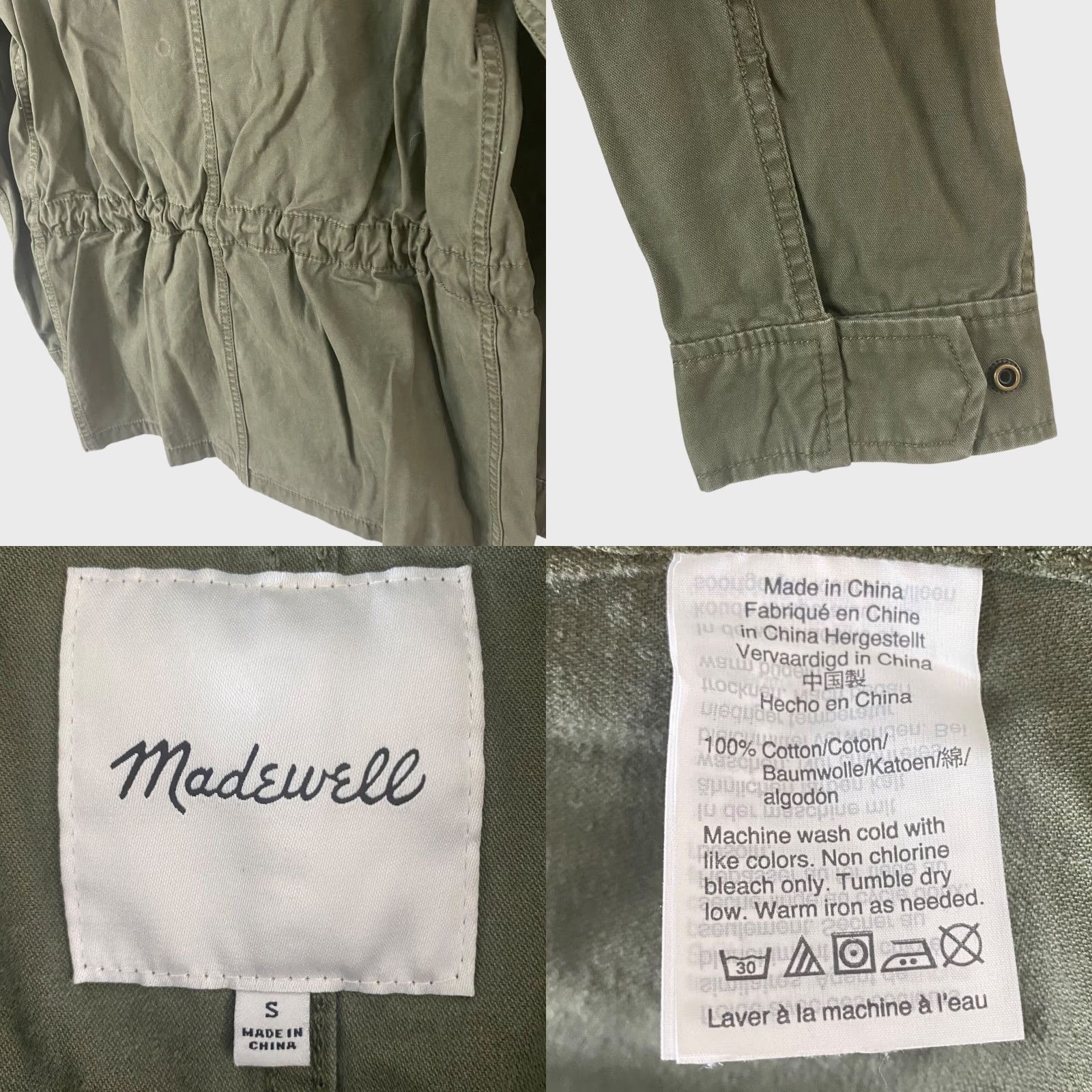 Madewell Madewell Women's Jacket Small Army Green Utility Full-Zip Long-Sleeve Cotton Military Style Size S / US 4 / IT 40 - 8 Thumbnail