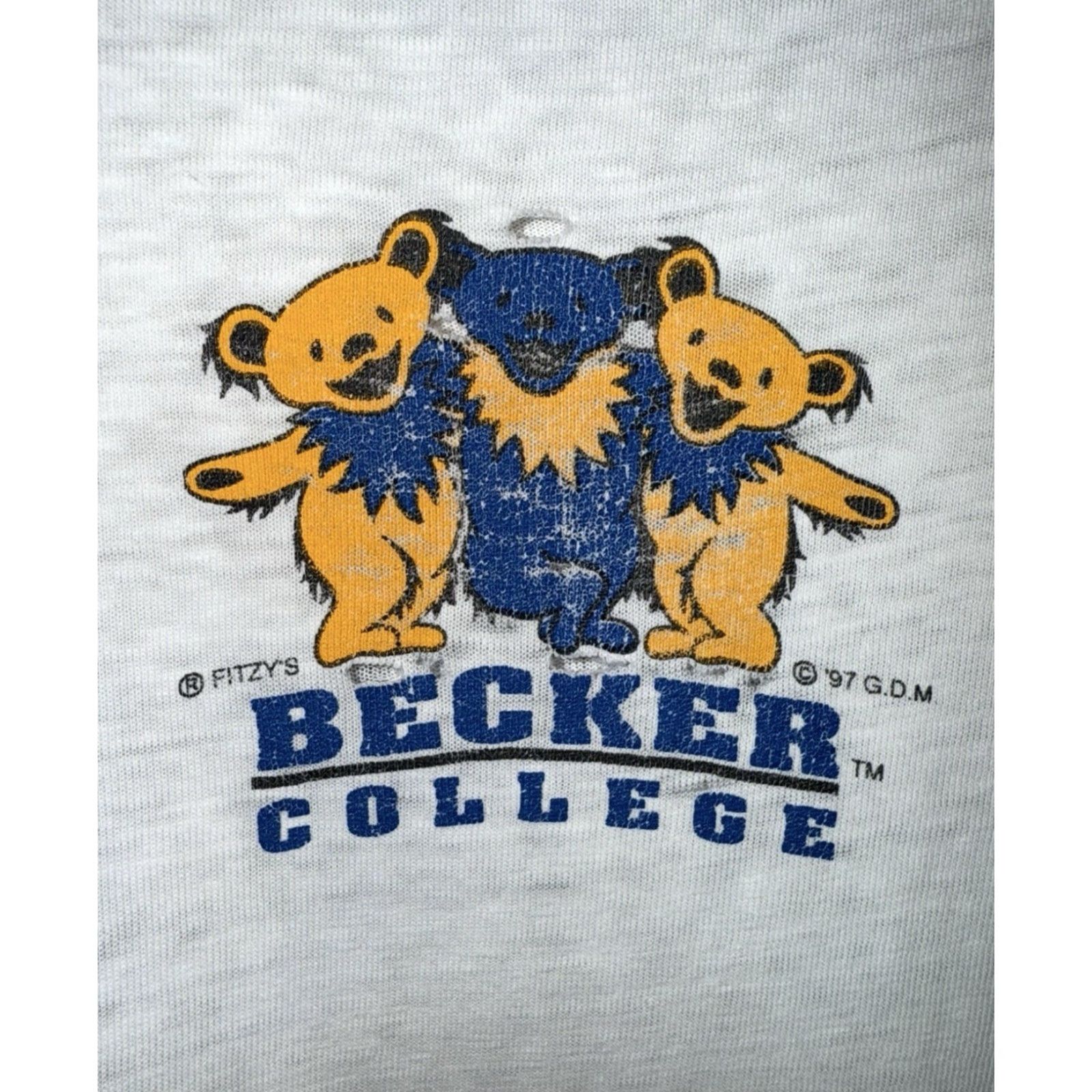 Vintage VINTAGE Grateful Dead Becker College Dancing Bear T Shirt Sz L RARE Men White 1997 L Shirt Animals 90s Mens Size US L / EU 52-54 / 3 - 3 Thumbnail