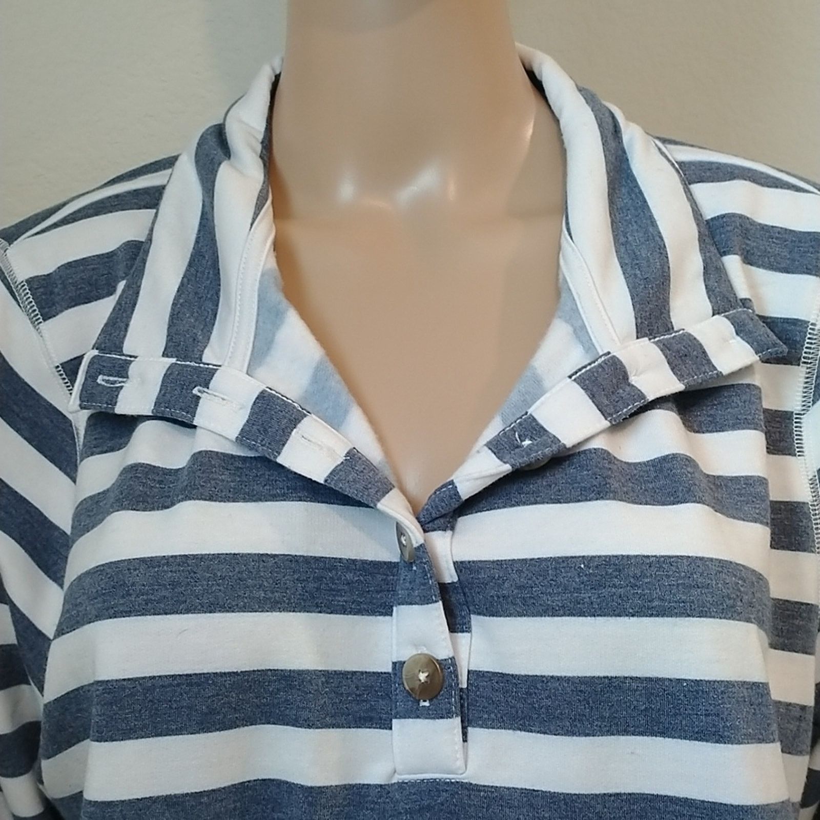 Croft & Barrow Croft & Barrow White/Blue/Grey Striped Pullover Sweater Size XL / US 12-14 / IT 48-50 - 4 Thumbnail