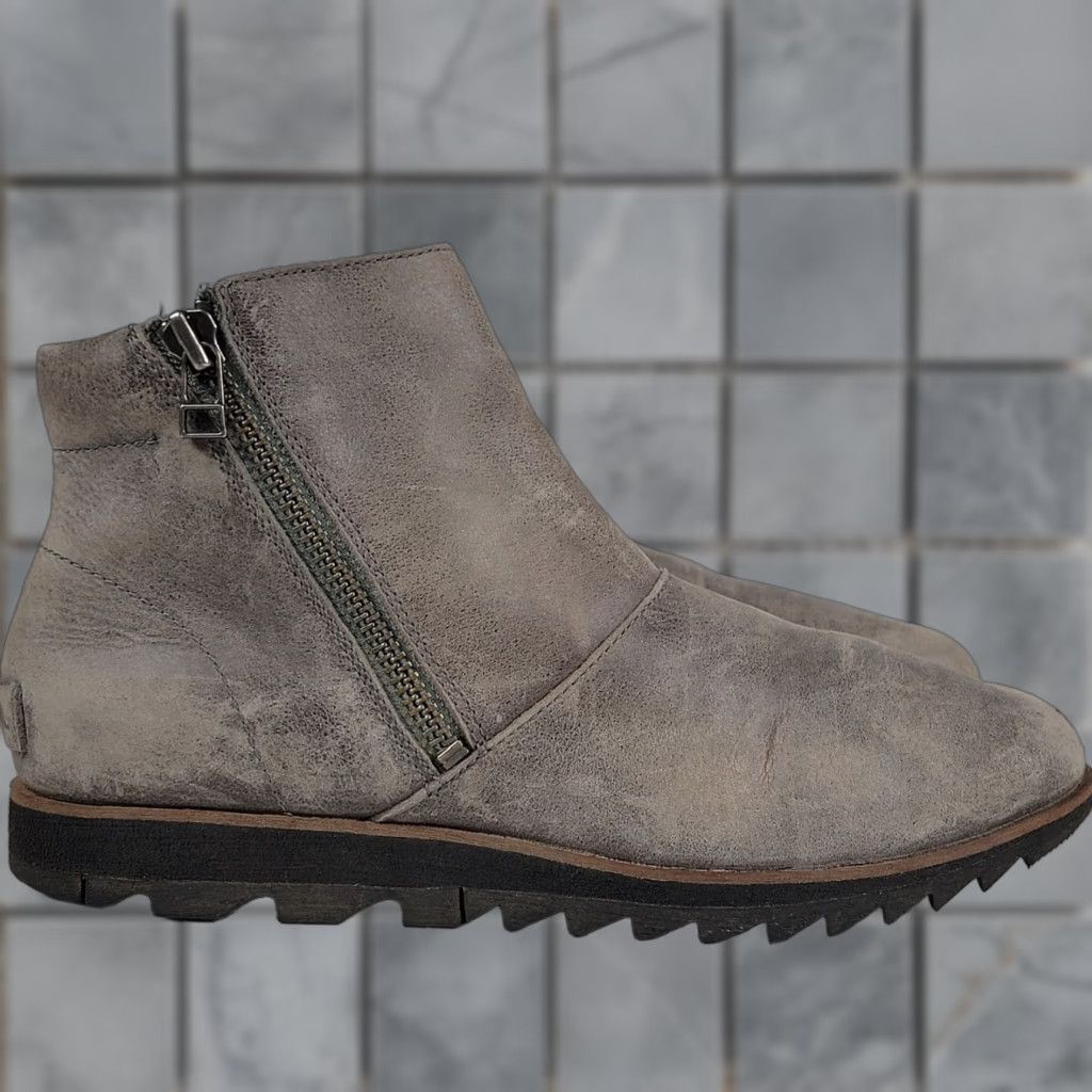 SOREL Sorel Harlow Chelsea Ankle Boots Women Slip-On Gray Suede Leather Round Toe Casual Travel US 8.5 Size US 7 / IT 37 - 1 Thumbnail