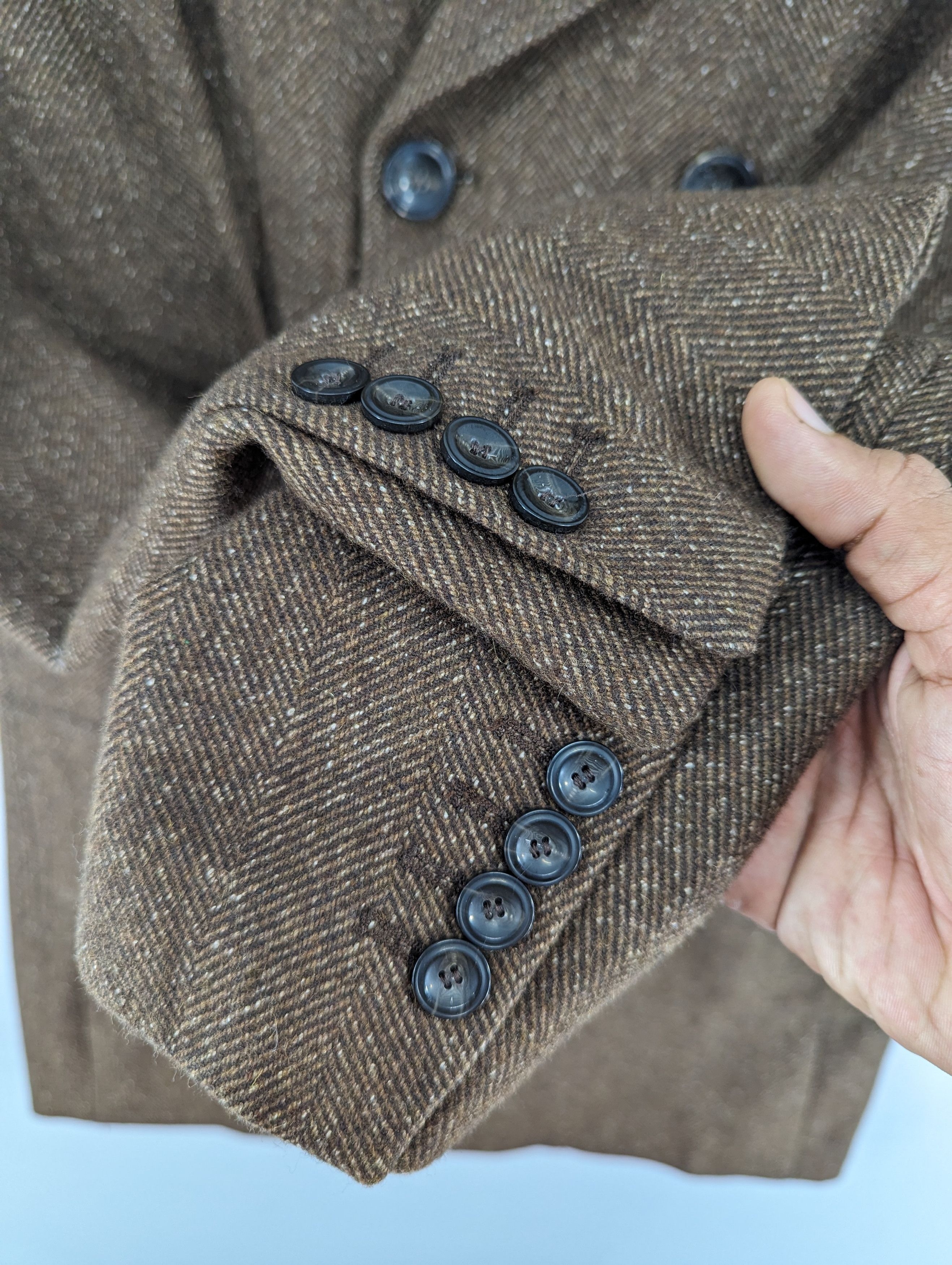 DAVID NAMAN David Naman Herringbone Wool Double Breasted Coat Jacket Size US M / EU 48-50 / 2 - 7 Thumbnail