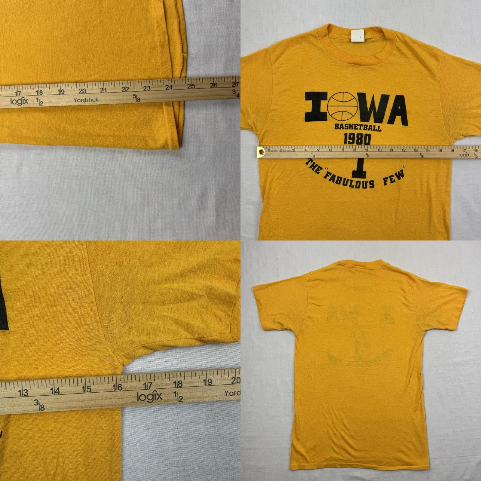 Vintage VINTAGE Ched Iowa Basketball T-Shirt Adult Medium Yellow Slim Fit 80s Sports Hipster Mens Size US M / EU 48-50 / 2 - 8 Thumbnail