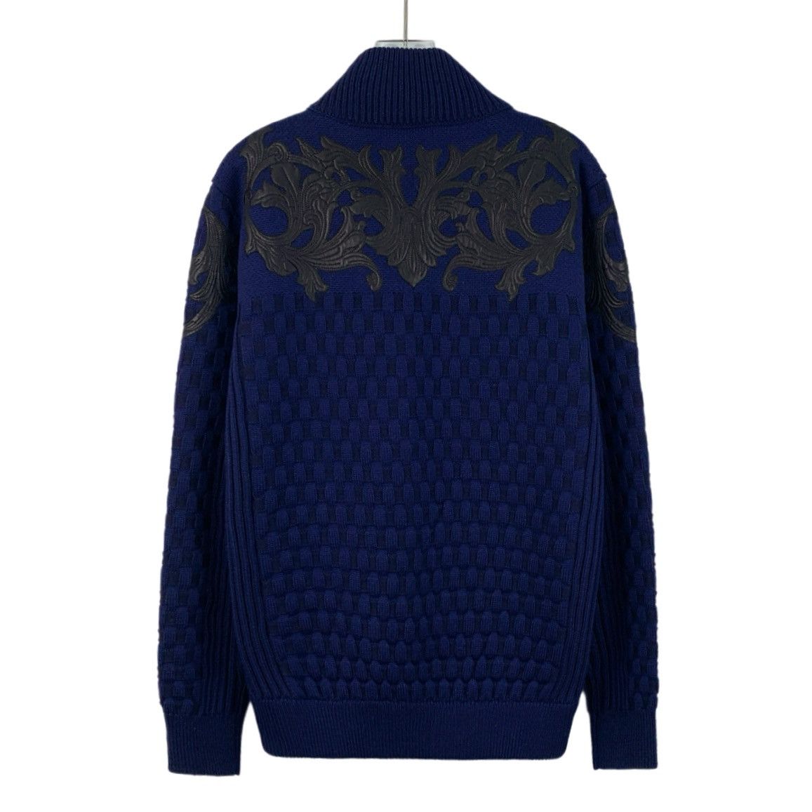 Versace Versace Dark Blue Baroque Leather Embroidered Wool Jacket Size US S / EU 44-46 / 1 - 2 Thumbnail