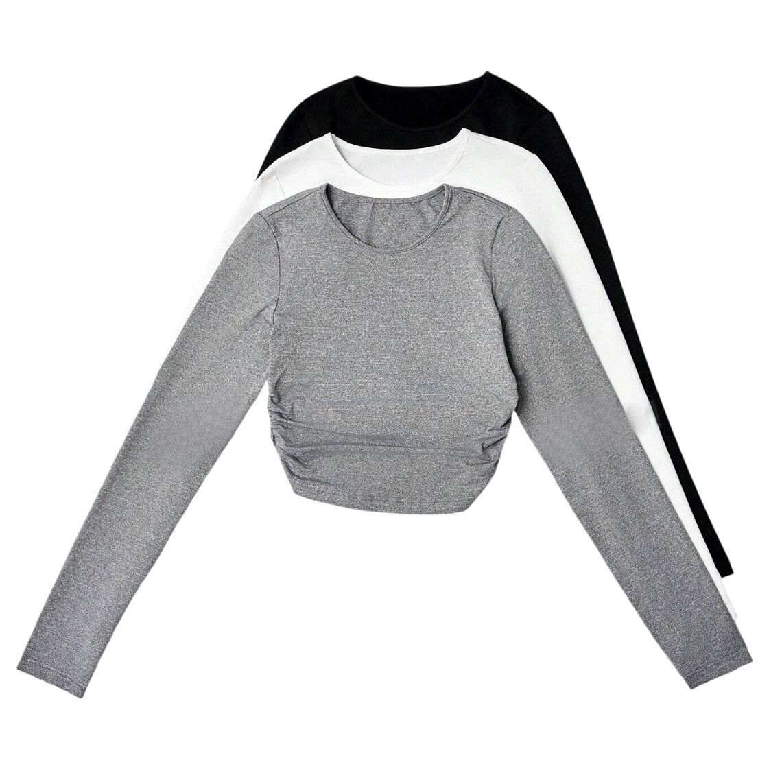 Shein 3 Piece Solid Crop Tee in Black/White/Gray, Size XL Size XL / US 12-14 / IT 48-50 - 1 Thumbnail