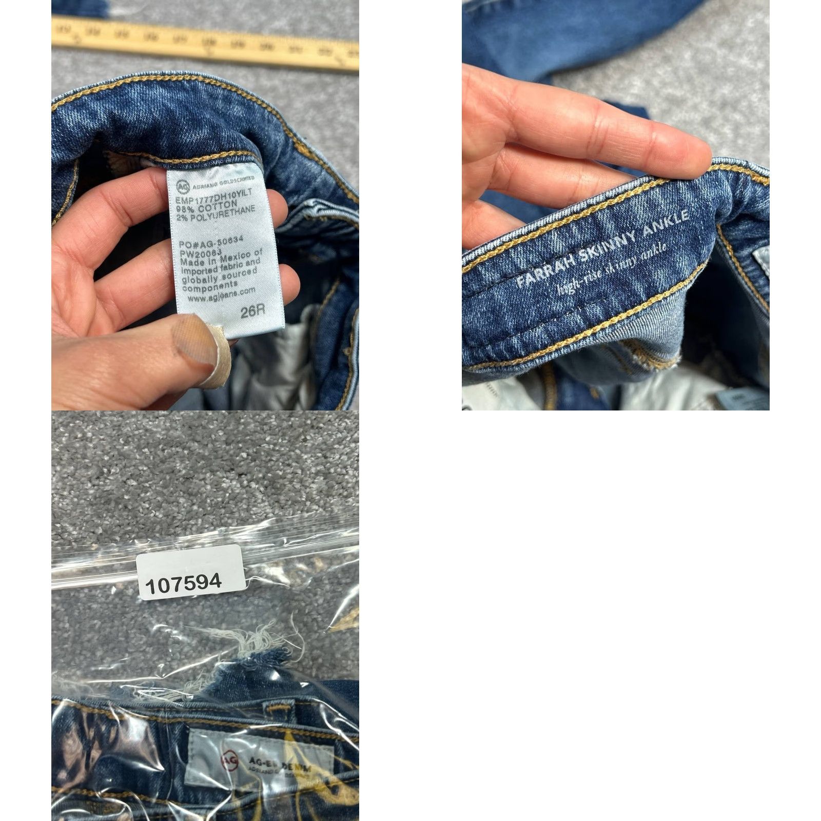 Vintage AG Adriano Goldschmied Farrah Jeans Women 26 Regular High Rise Blue Skinny Denim 5-Pocket Modern Style Size 26" / US 2 / IT 38 - 8 Thumbnail