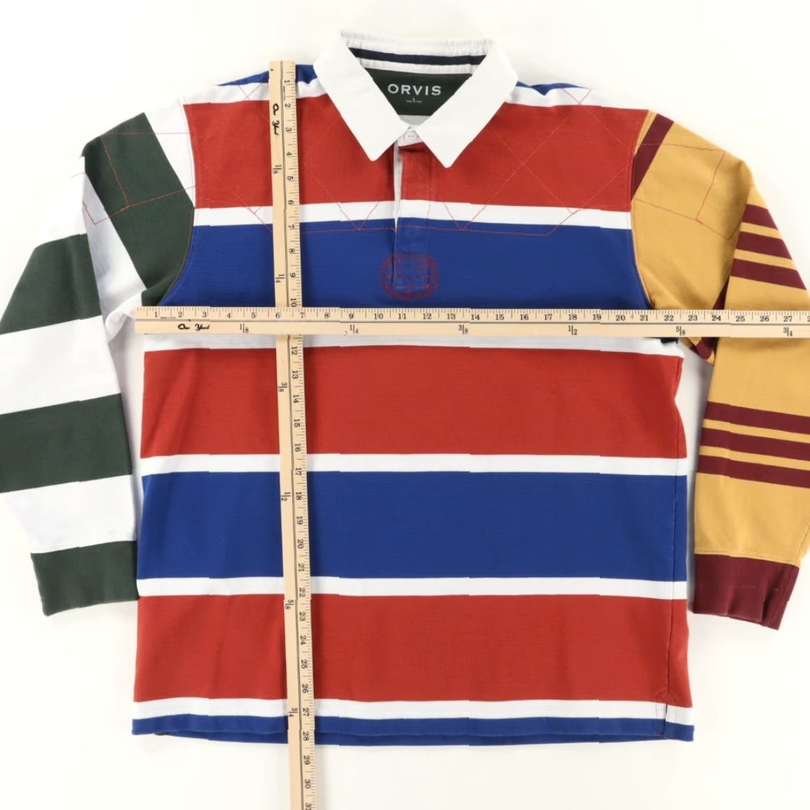 Orvis Orvis Patchwork Rugby Cotton Striped Long Sleeve Polo Shirt Men's L Size US L / EU 52-54 / 3 - 3 Thumbnail