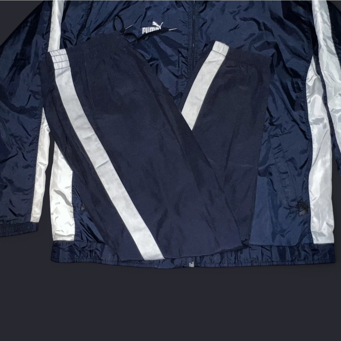 Pacsun Navy Blue PacSun Track Pants with White Stripes Size US 30 / EU 46 - 4 Thumbnail