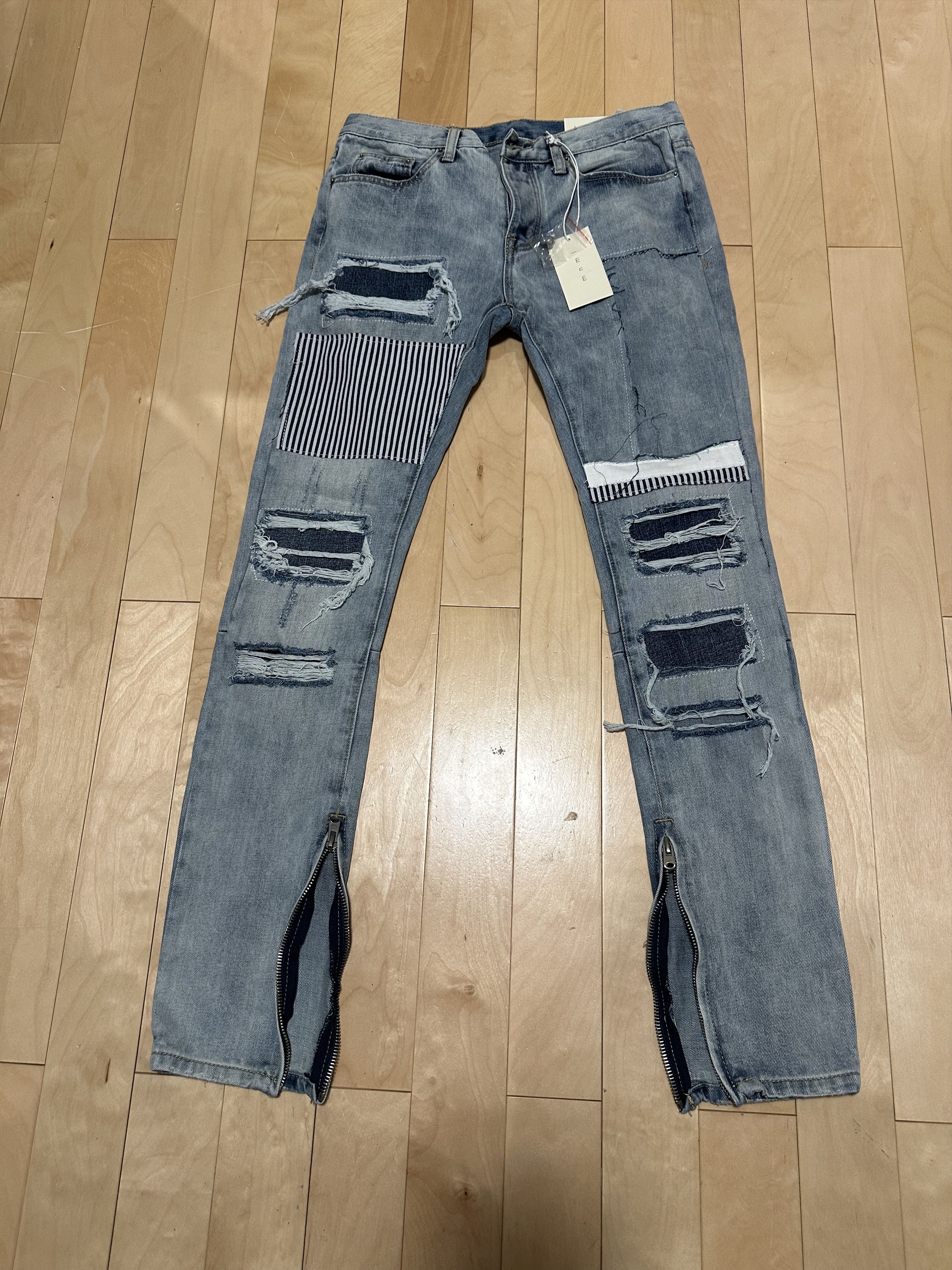 MNML MNML M74 Denim Zippers Ripped Jeans Size US 31 - 1 Thumbnail