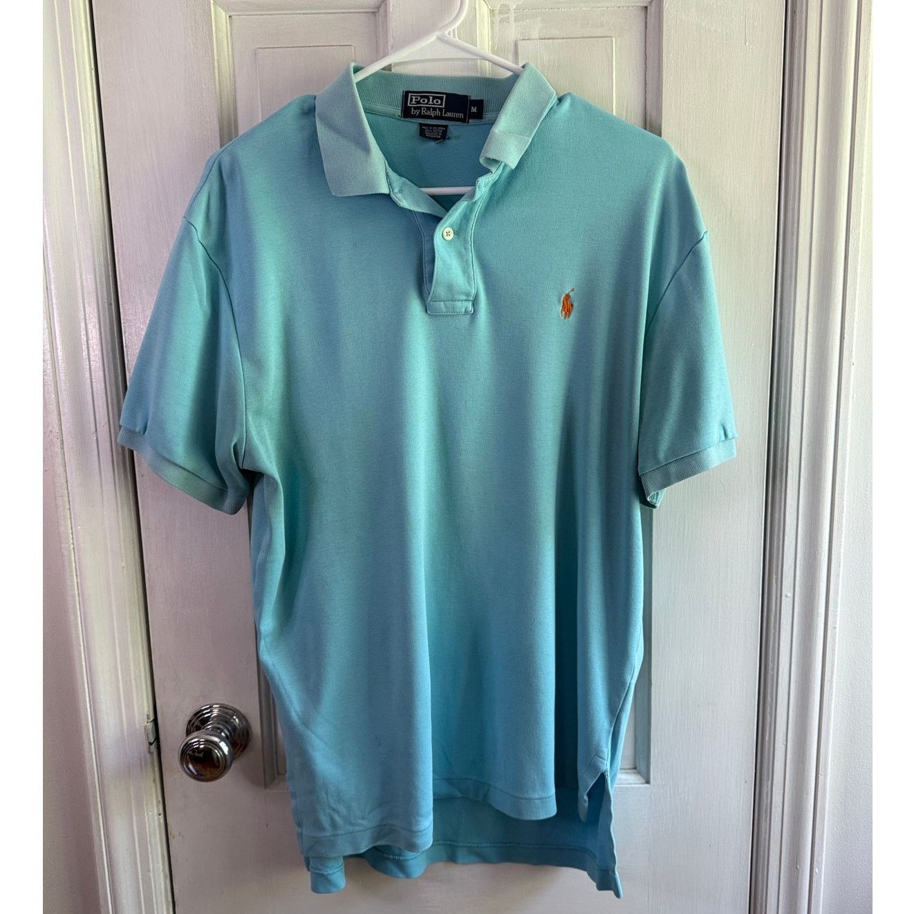 Polo Ralph Lauren Vintage Polo Ralph Lauren Aqua Blue Polo Shirt Gold Pony Med Size US M / EU 48-50 / 2 - 1 Thumbnail