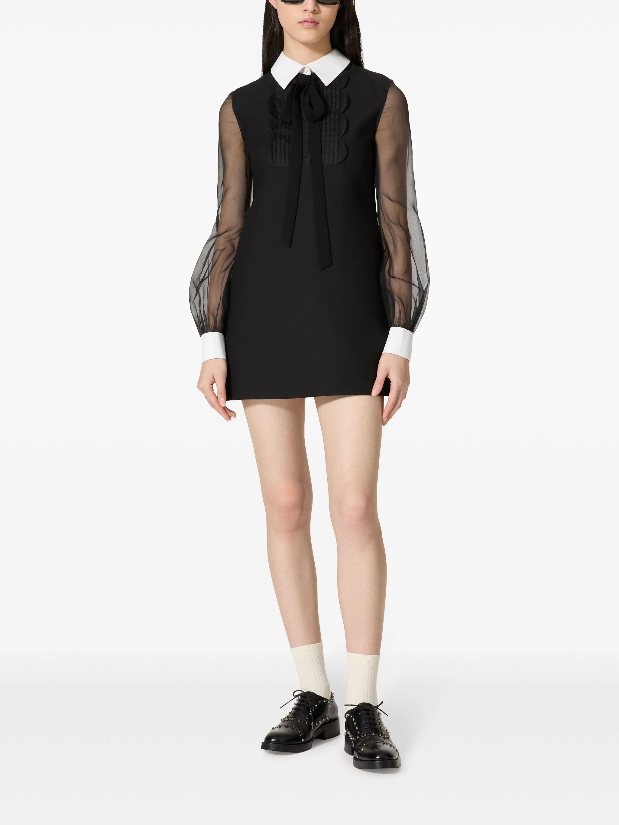Valentino o1s22i1n0924 Crepe Couture Mini Dress in Black Size M / US 6-8 / IT 42-44 - 3 Thumbnail