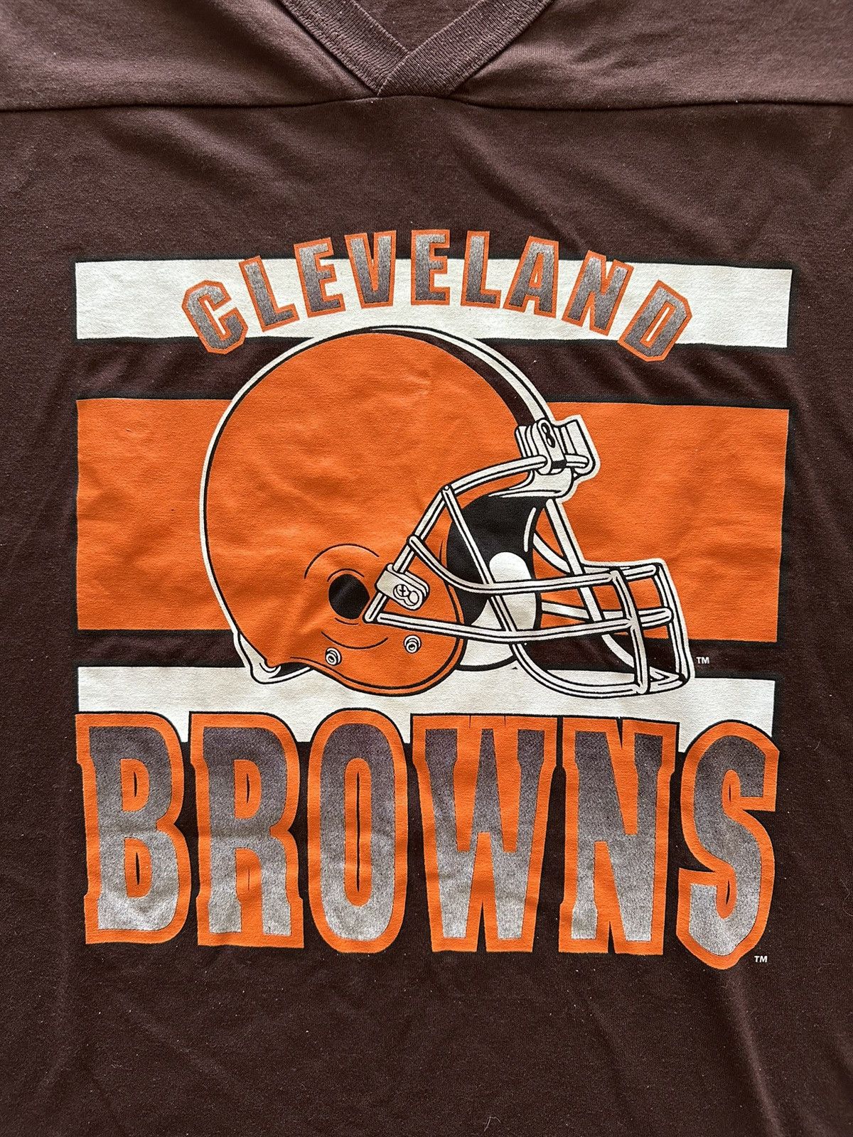 NFL × Vintage Vintage 90s 1993 NFL Cleveland Browns V-Neck T-shirt Size US L / EU 52-54 / 3 - 3 Thumbnail