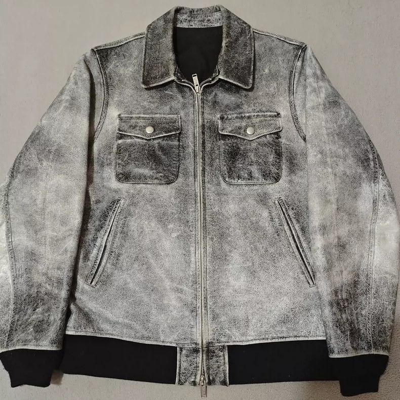 undercover 17aw Cracked leather jacket-2506