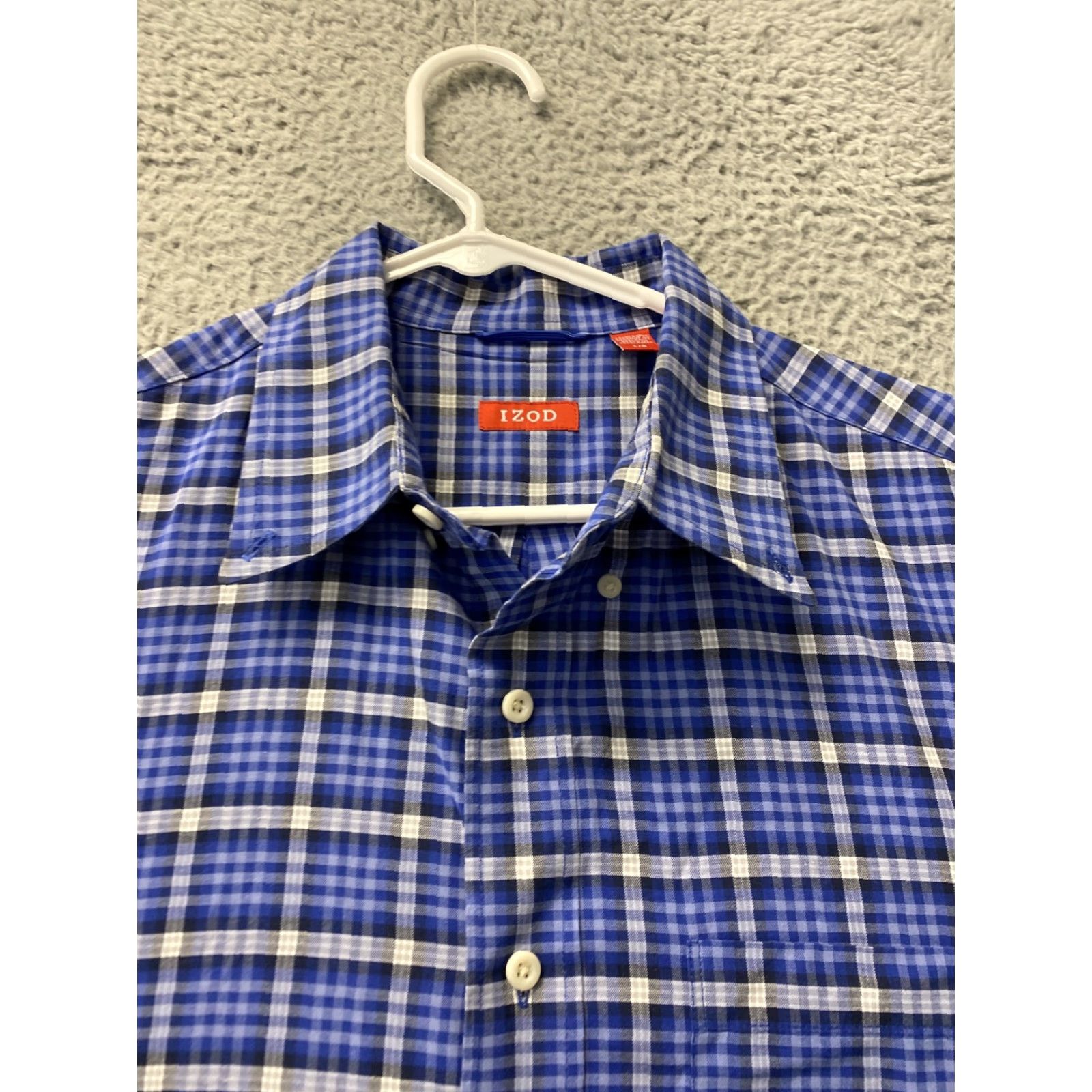 Izod VINTAGE Izod Shirt Mens Large Blue Plaid Oxford Cotton Spandex Casual Business Shirt Mens L Size US L / EU 52-54 / 3 - 2 Thumbnail