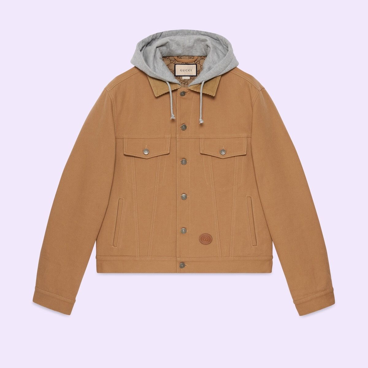 Gucci o1s1wg110725 Denim Jacket With Contrast Hood in Brown Size US M / EU 48-50 / 2 - 1 Thumbnail