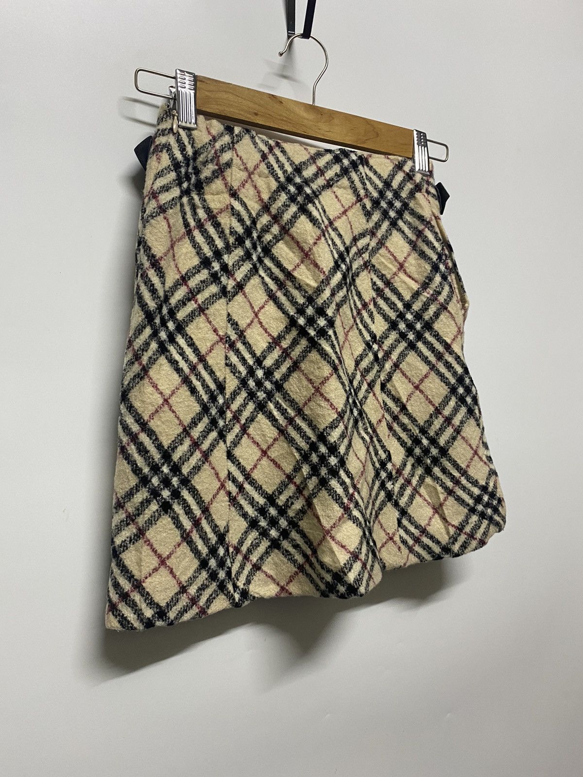 Burberry × Vintage BURBERRY London Wool Mini Skirt Plaid Nova Check One Pocket Size 23" - 6 Thumbnail