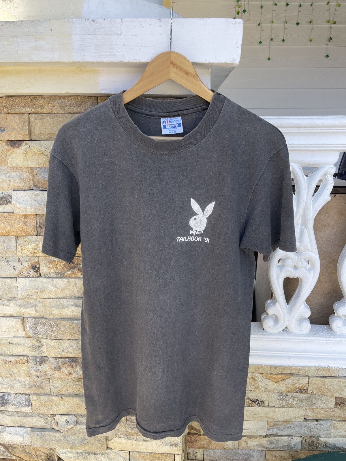 Playboy Rare🔥Vtg 80s Sun Faded TAIL HOOK Playboy ERD GRUNGE Tee Size US M / EU 48-50 / 2 - 3 Thumbnail