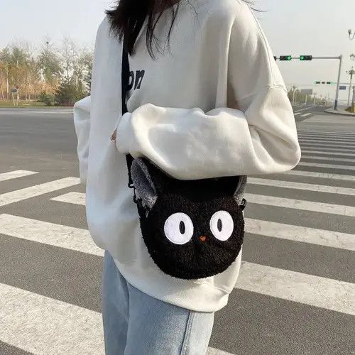 image of Vintage Japanese Style Kawaii Bag Women Cartoon Plush in Black