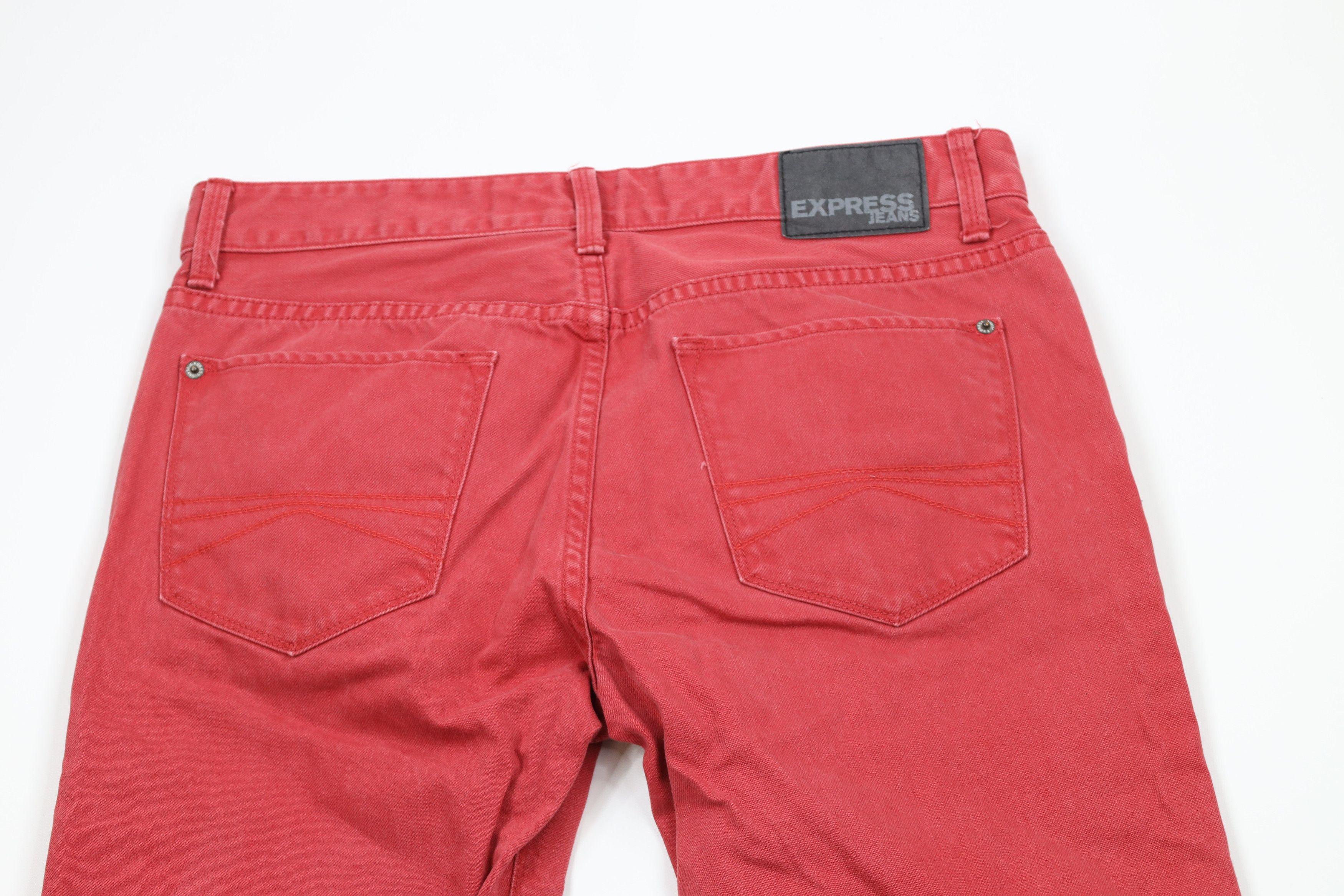 Express × Vintage Express Rocco Slim Fit Skinny Leg Denim Jeans Red Cotton Size US 32 / EU 48 - 9 Thumbnail