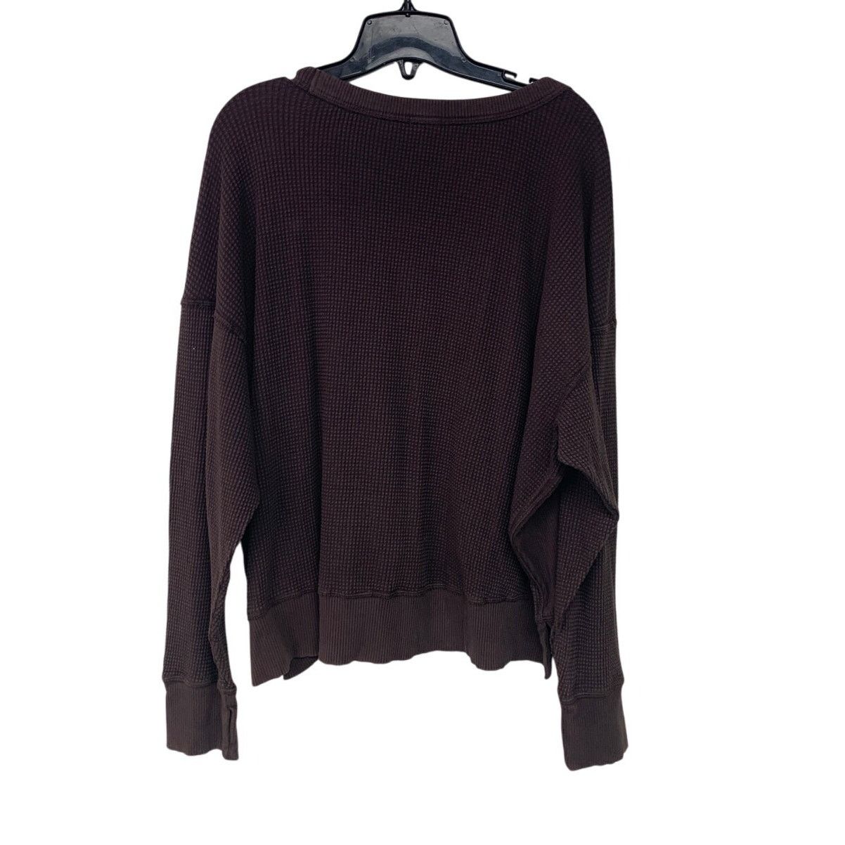 American Eagle Outfitters New Aerie Cotton Blend Waffle Long Sleeve Crew Neck Top Size M / US 6-8 / IT 42-44 - 3 Thumbnail