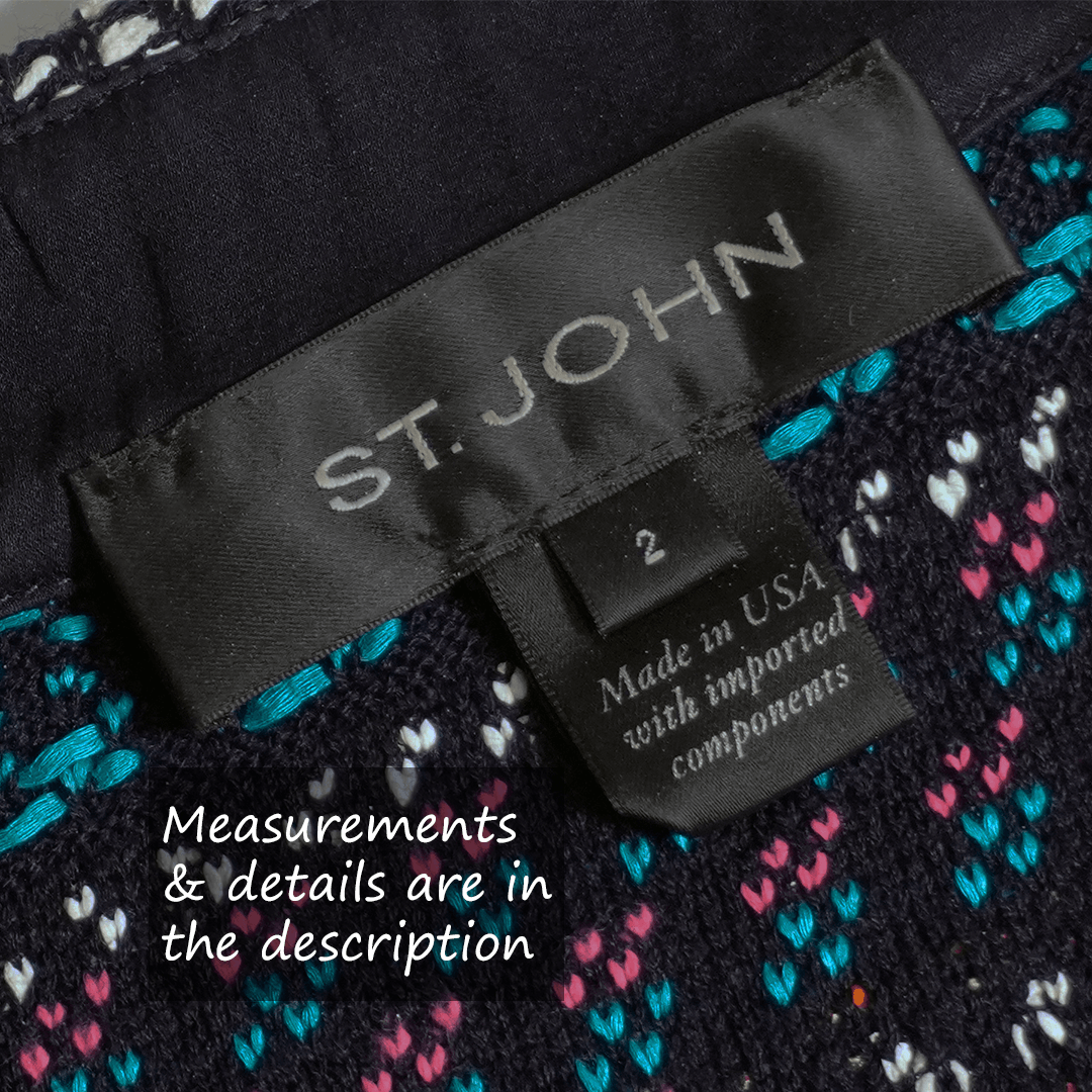 St. John St. John Knit Blazer Geometric Multicolor Silk Zip Jacket Size M / US 6-8 / IT 42-44 - 6 Thumbnail