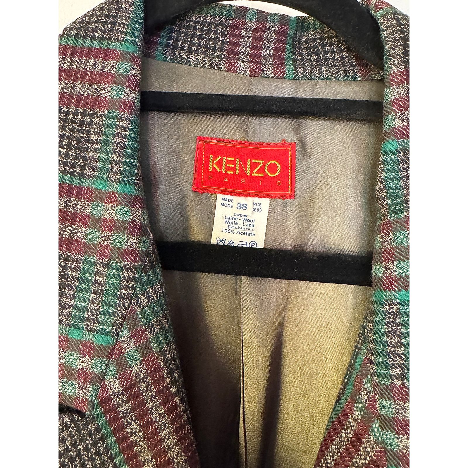 Kenzo Kenzo Women's Multicolor Wool Check Weave Double Jacket Size M / US 6-8 / IT 42-44 - 3 Thumbnail