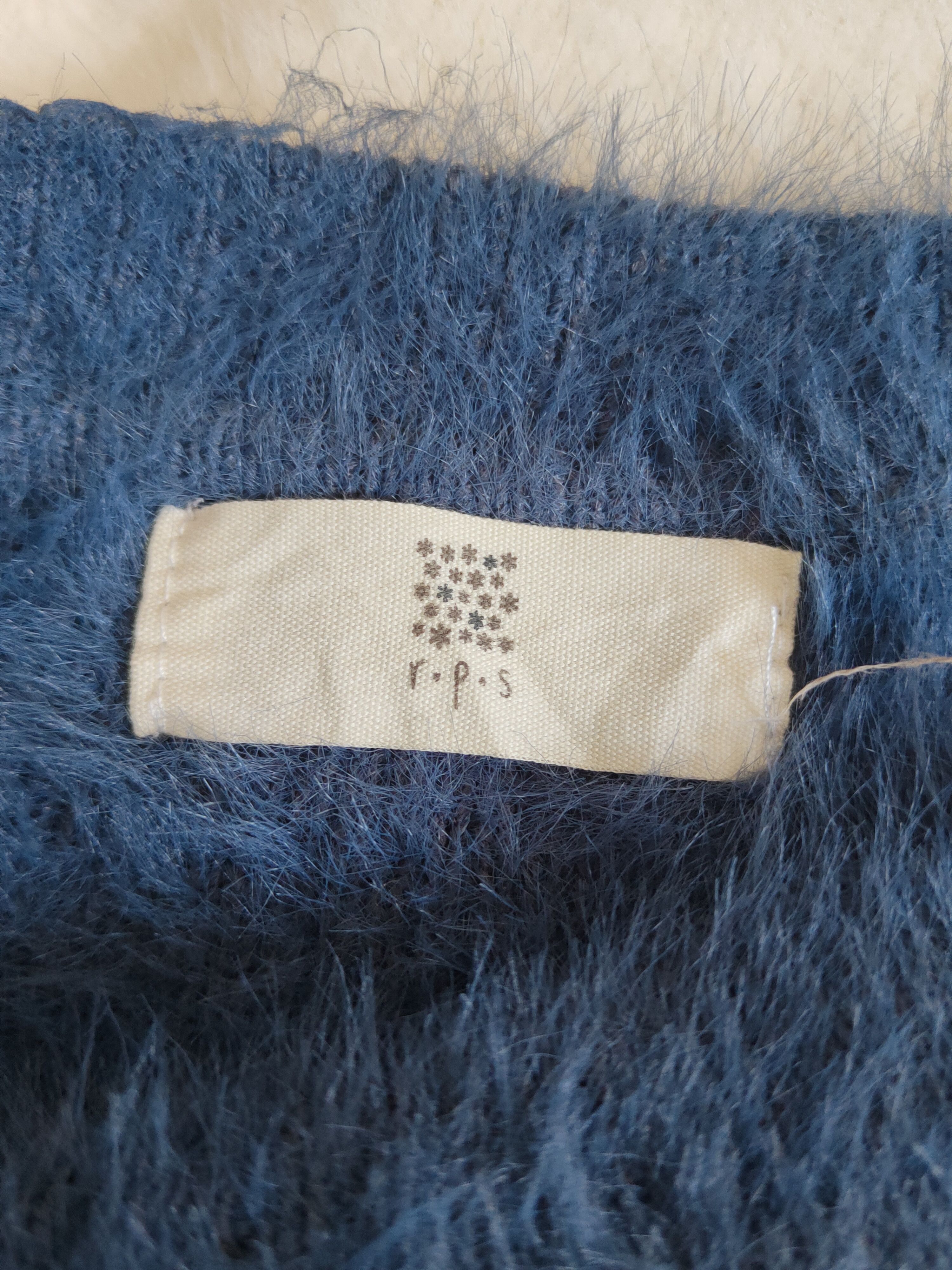 Homespun Knitwear R.p.s Blue White Shag Shaggy Fur Mohair Knitwear #S1933 Size M / US 6-8 / IT 42-44 - 12 Thumbnail