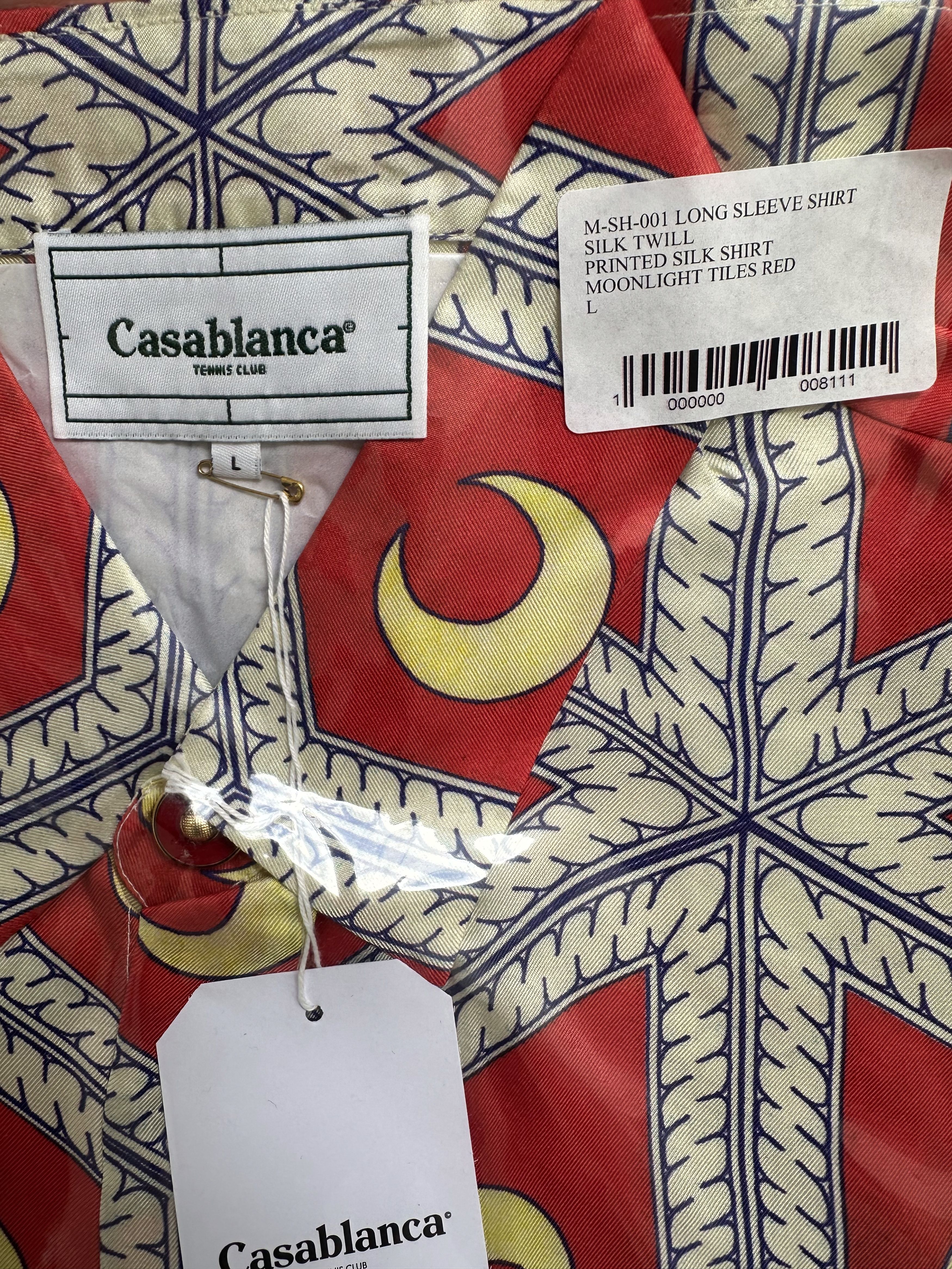 Casablanca Debut Runway (2019 Archive) Midnight Tiles Silk Shirt Size US L / EU 52-54 / 3 - 5 Thumbnail
