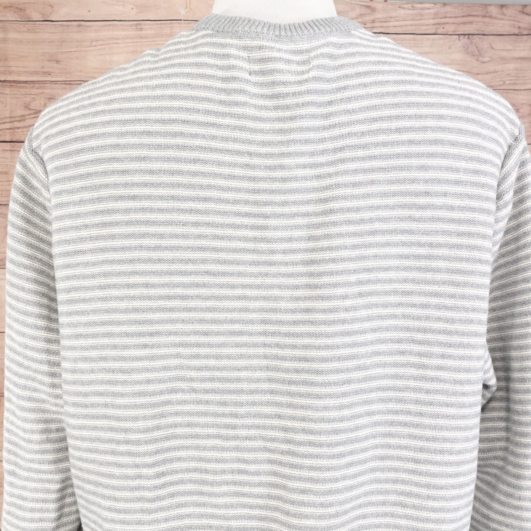 Chaps CHAPS Gray White Striped Long Sleeve Crew Neck Sweater Mens XL Size US XL / EU 56 / 4 - 4 Thumbnail