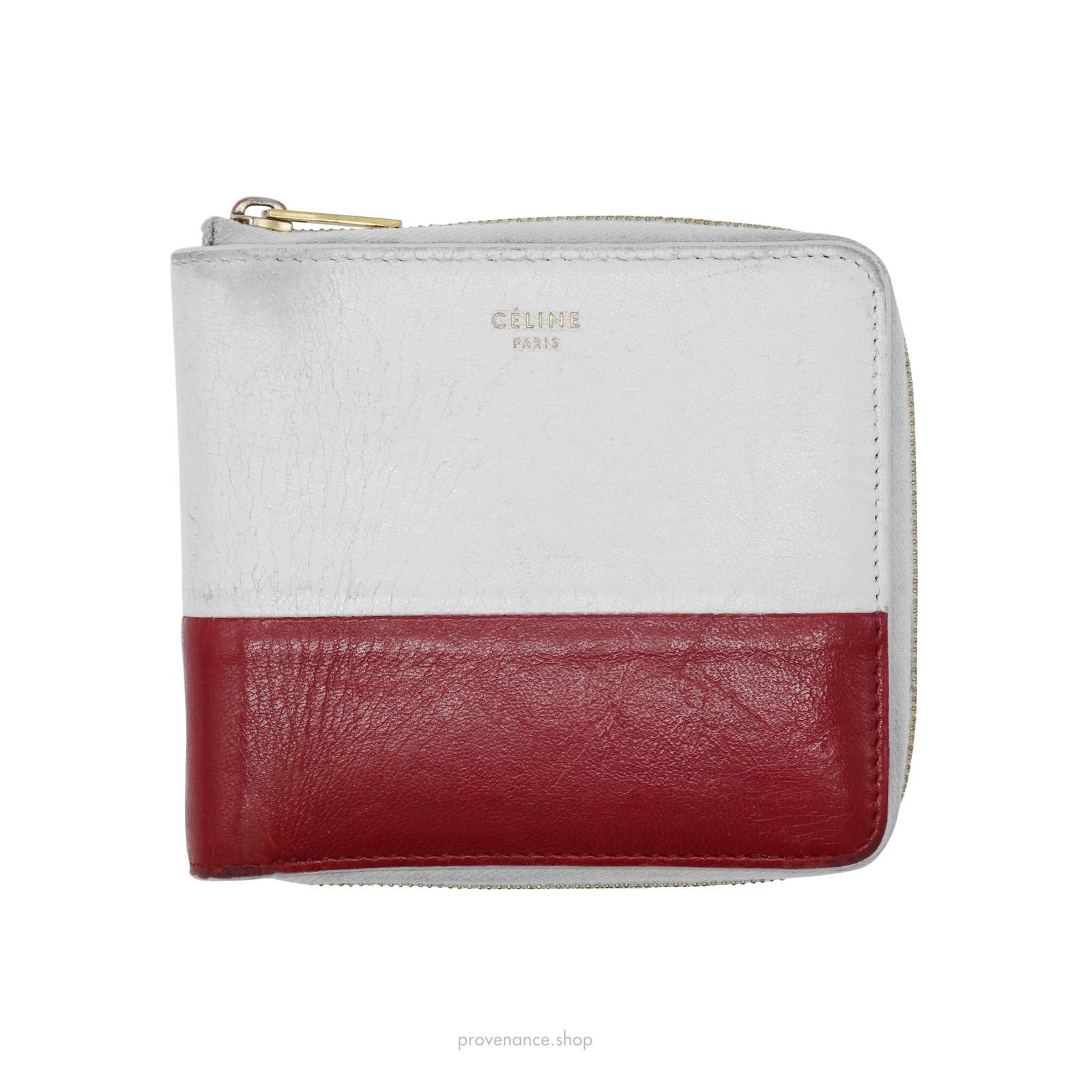 image of Celine Compact Zip Wallet - White/red, Women's