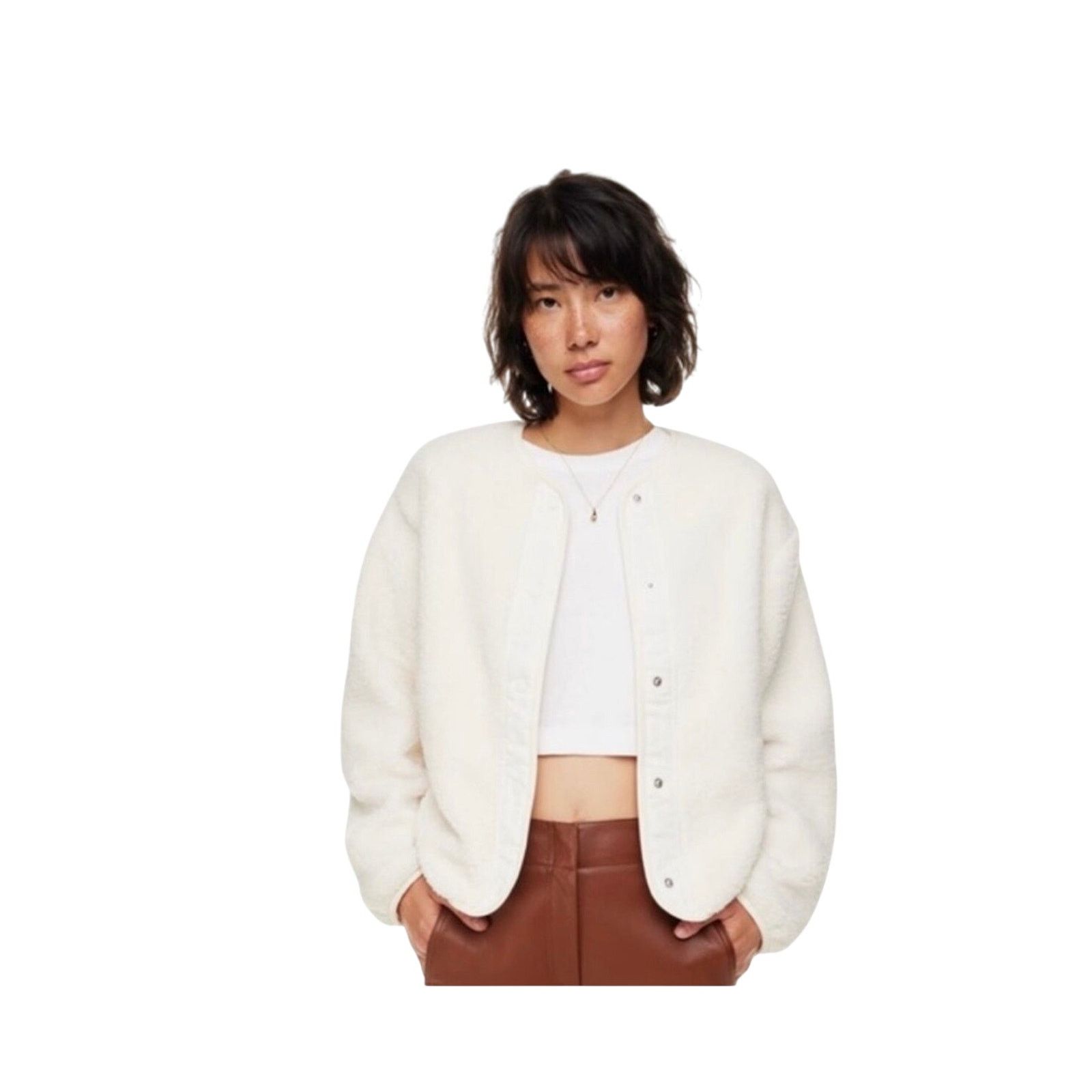 Aritzia Wilfred Free Sherpa Jacket Women XXS Cream NWOT Size XXS / US 00 / IT 34 - 1 Thumbnail