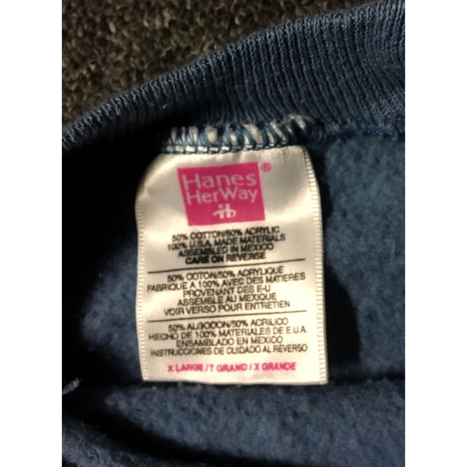 Hanes VINTAGE Hanes Sweatshirt XL 80s 90s Make A Quilt Striped Blue Women's Regular Crew Fun Grunge USA Size XL / US 12-14 / IT 48-50 - 3 Thumbnail