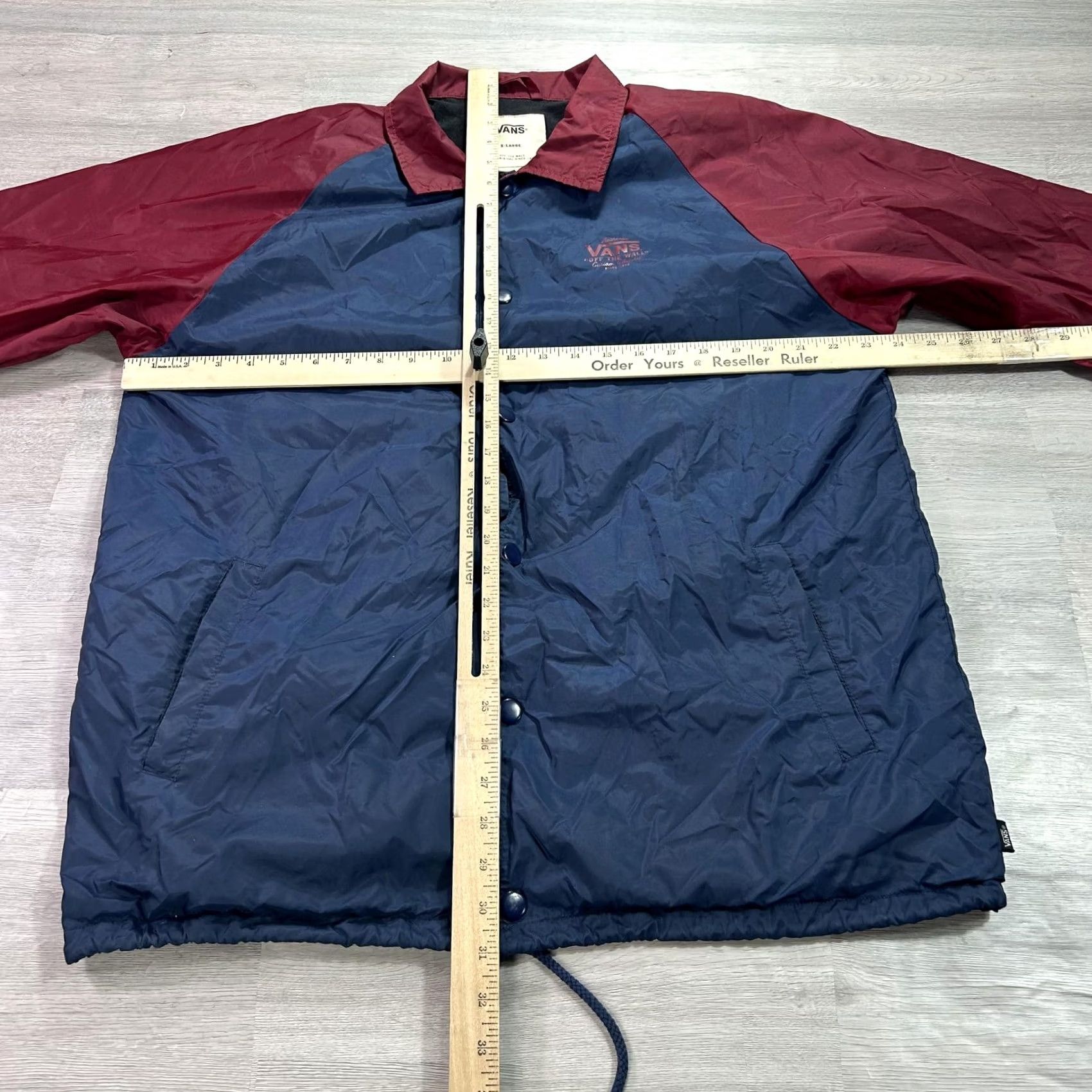 Vans Vans Jacket Mens XL Blue Burgundy Fleece Lined Snap Windbreaker Skateboarding Casual Off The Wall Size US XL / EU 56 / 4 - 6 Thumbnail