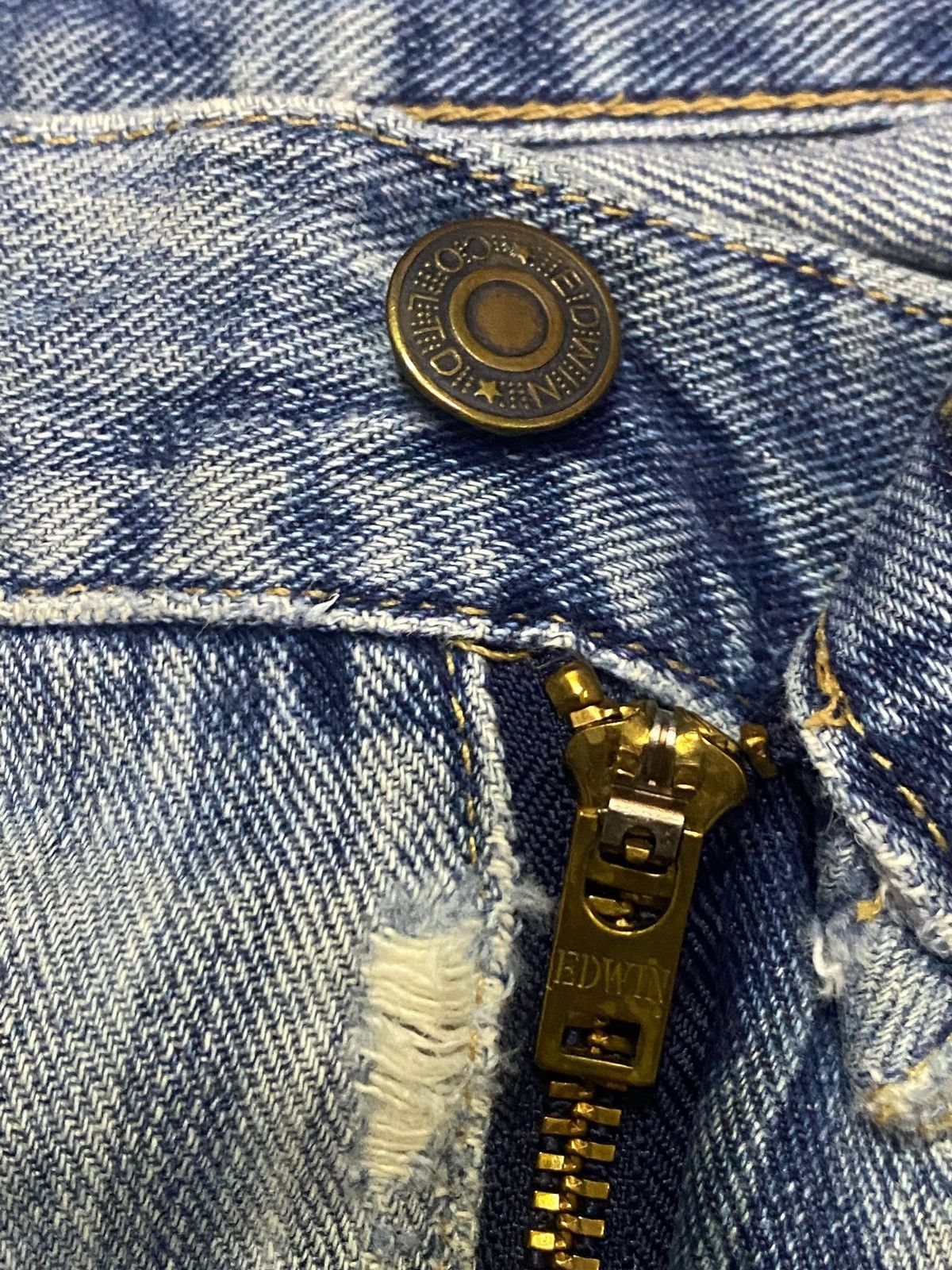 Junya Watanabe Vintage Edwin Patched Faded Wash Distressed Jeans Size US 30 / EU 46 - 14 Thumbnail