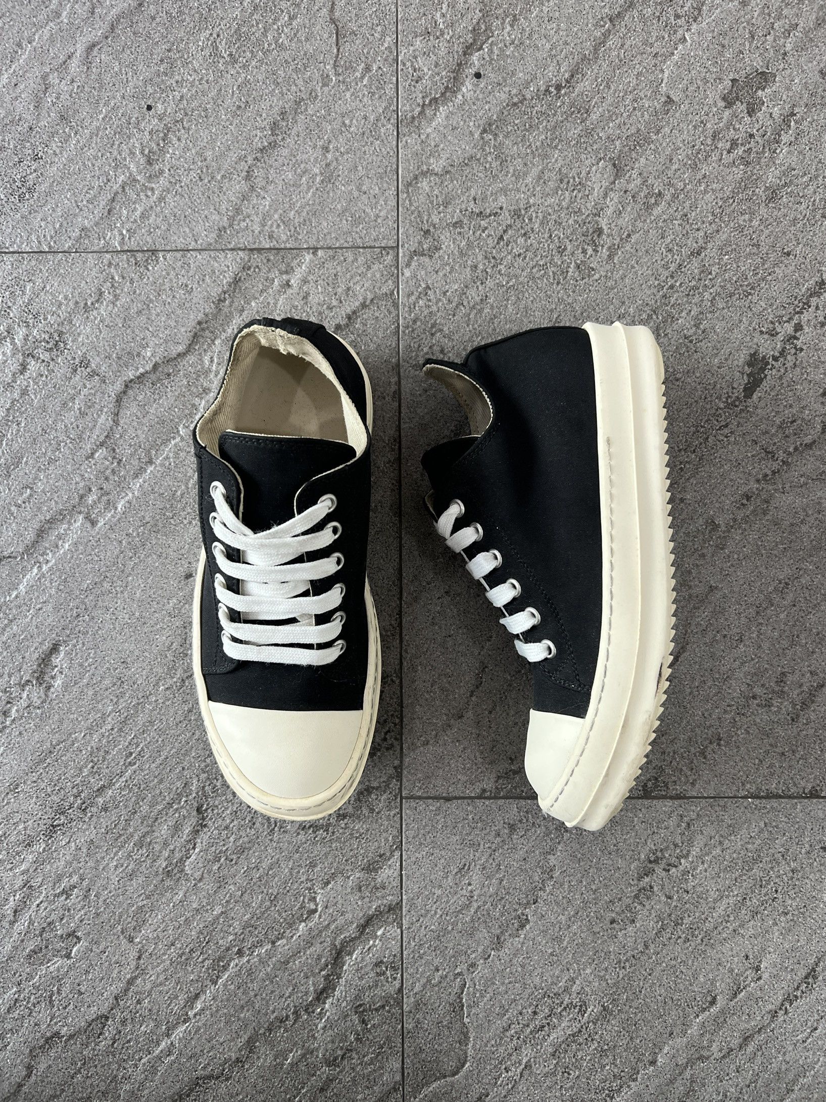 Rick Owens Drkshdw *Smallest size* Rick Owens DRKSHDW Low Ramones Black Canvas Size US 5 / IT 35 - 5 Thumbnail