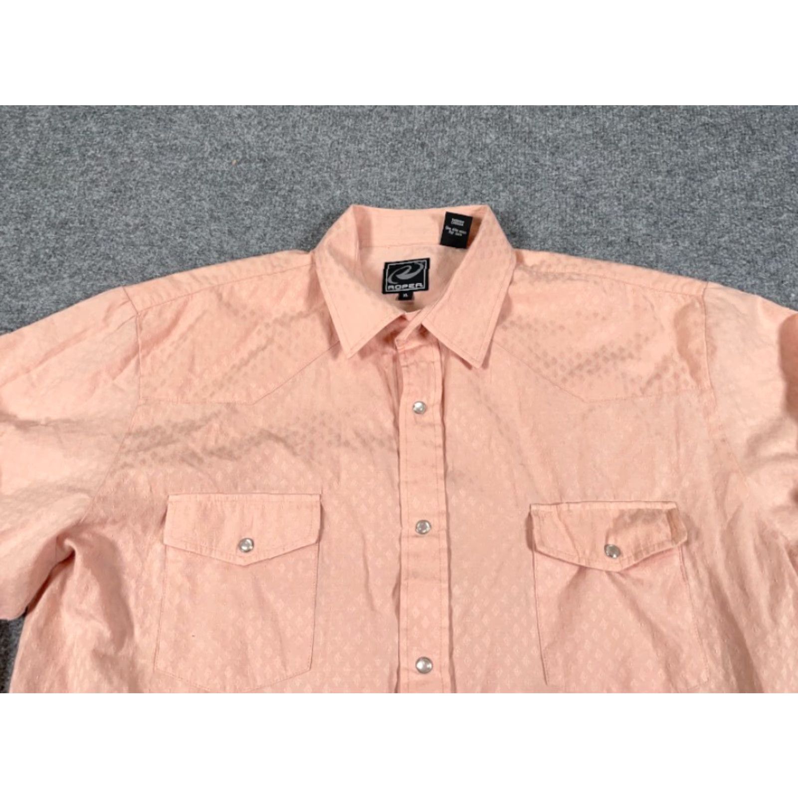 Roper Roper Western Style Shirt Adult XL Pale Pink Diamond Pattern Pearl Snap Cowboy Size US XL / EU 56 / 4 - 8 Thumbnail
