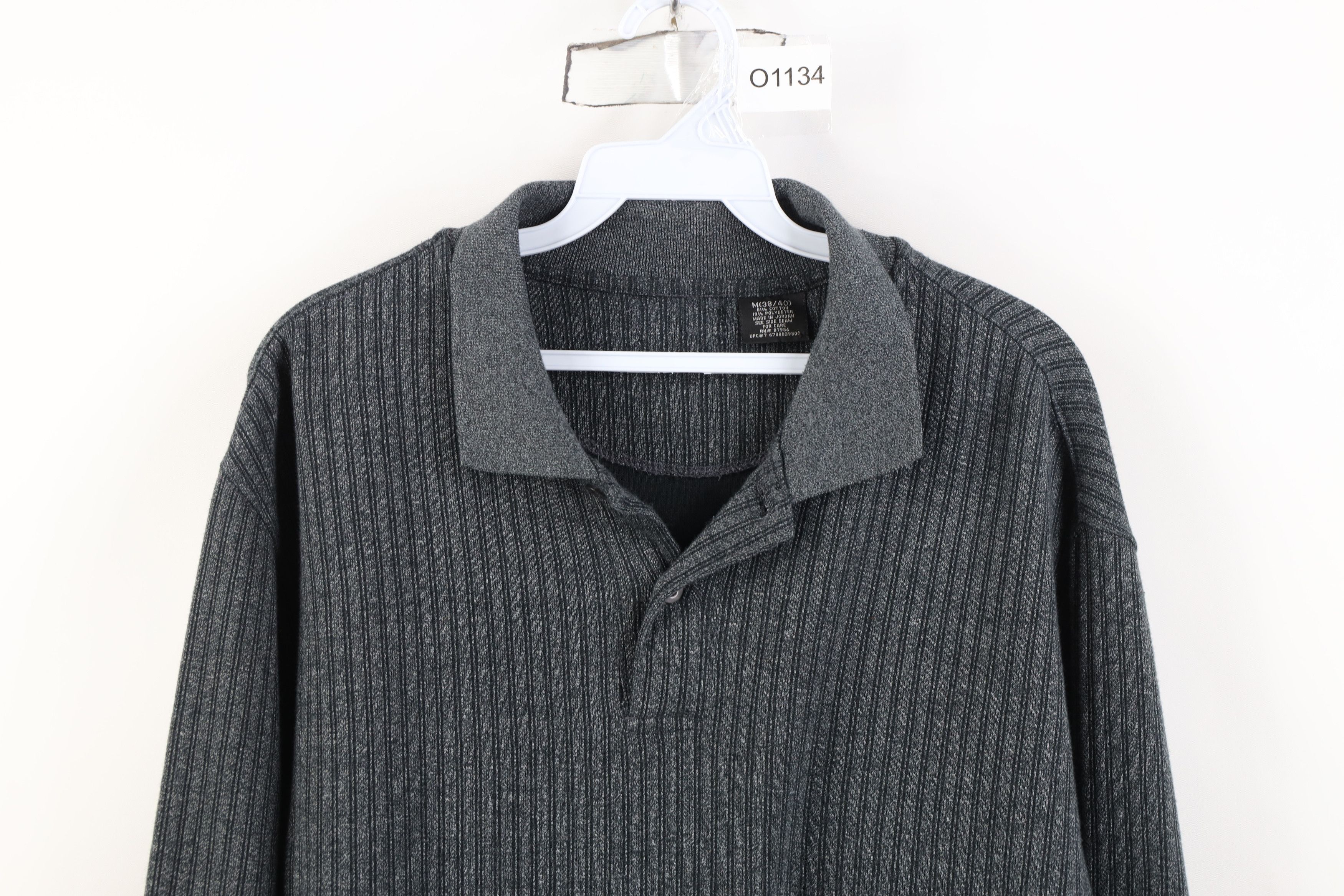 Vintage Vintage 90s Streetwear Ribbed Knit Long Sleeve Rugby Polo Size US M / EU 48-50 / 2 - 2 Thumbnail