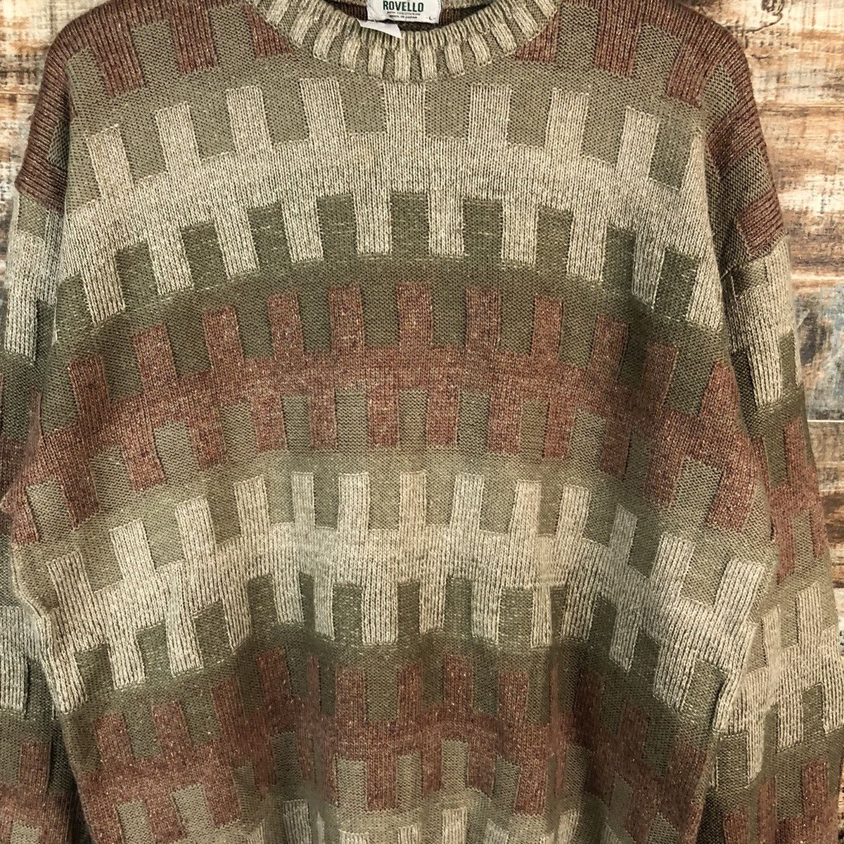 Homespun Knitwear × Japanese Brand DL Rovello made in japan checkered Brown Knitwear #C171 Size US L / EU 52-54 / 3 - 5 Thumbnail