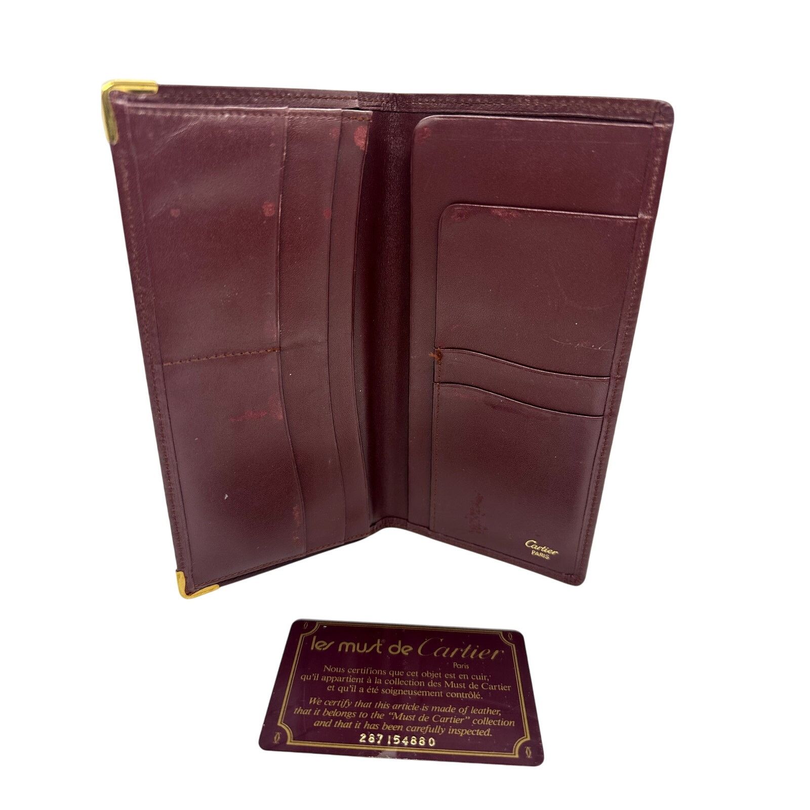 Cartier Cartier Burgundy Bifold LongWallet Vintage AuthCard No Box Size ONE SIZE - 4 Thumbnail